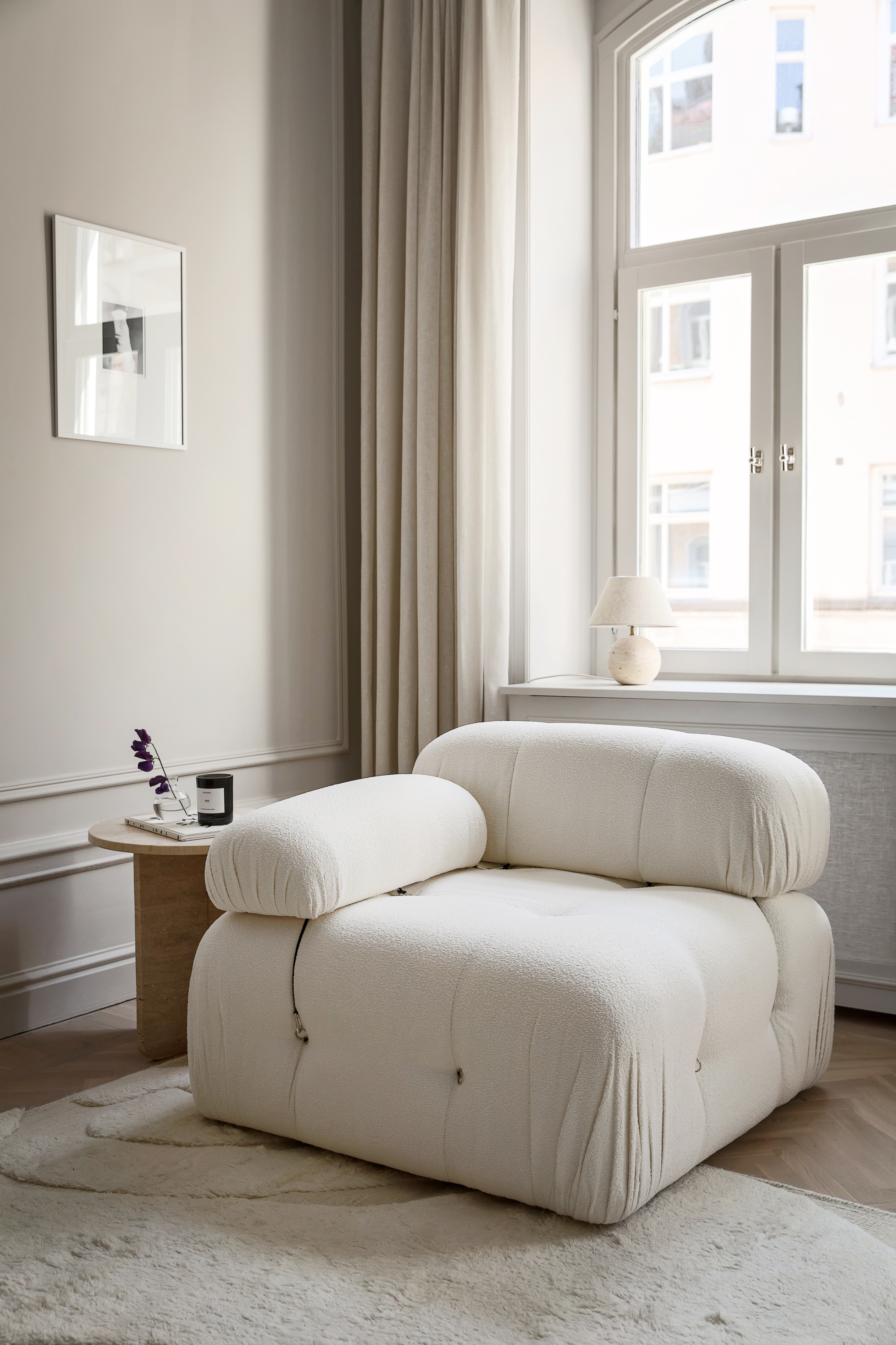 Sleepo Collection Blanca Vänstermodul White Bouclé