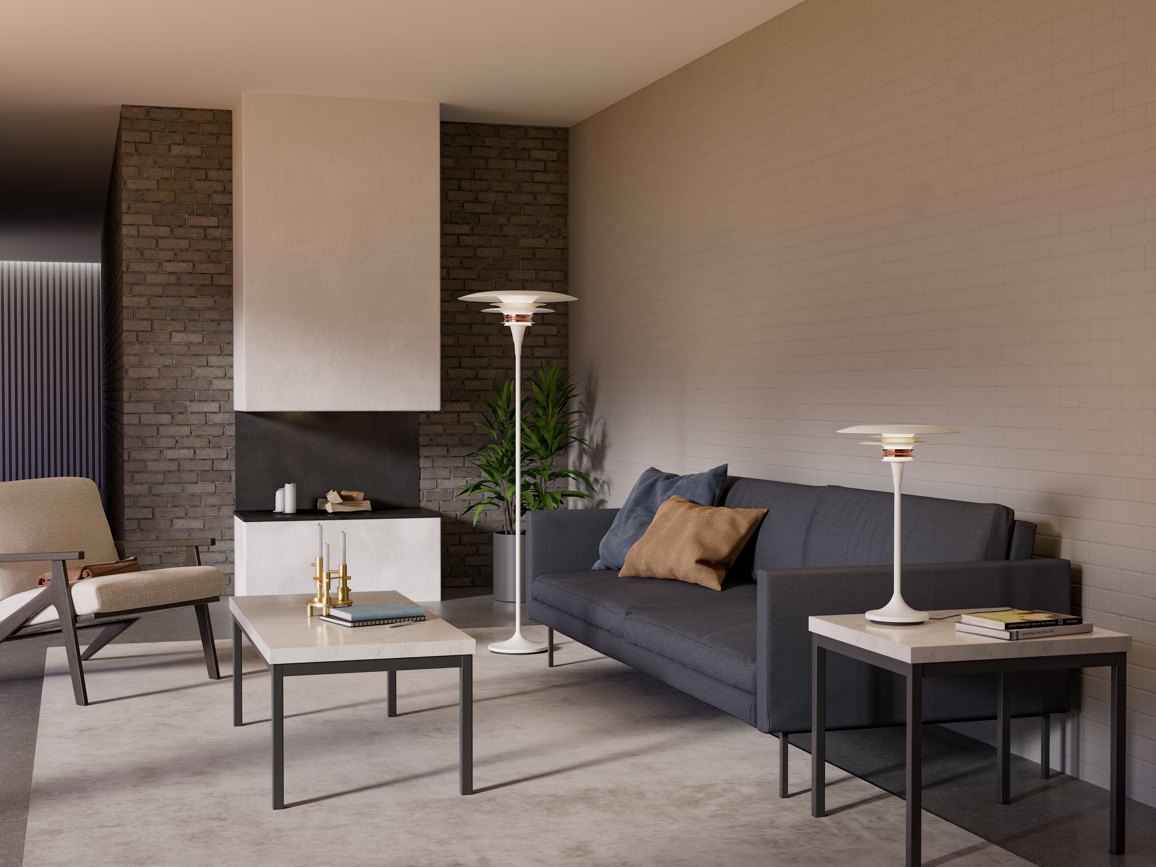 Belid Diablo Golvlampa Weiß/Rosé Silber Ø50