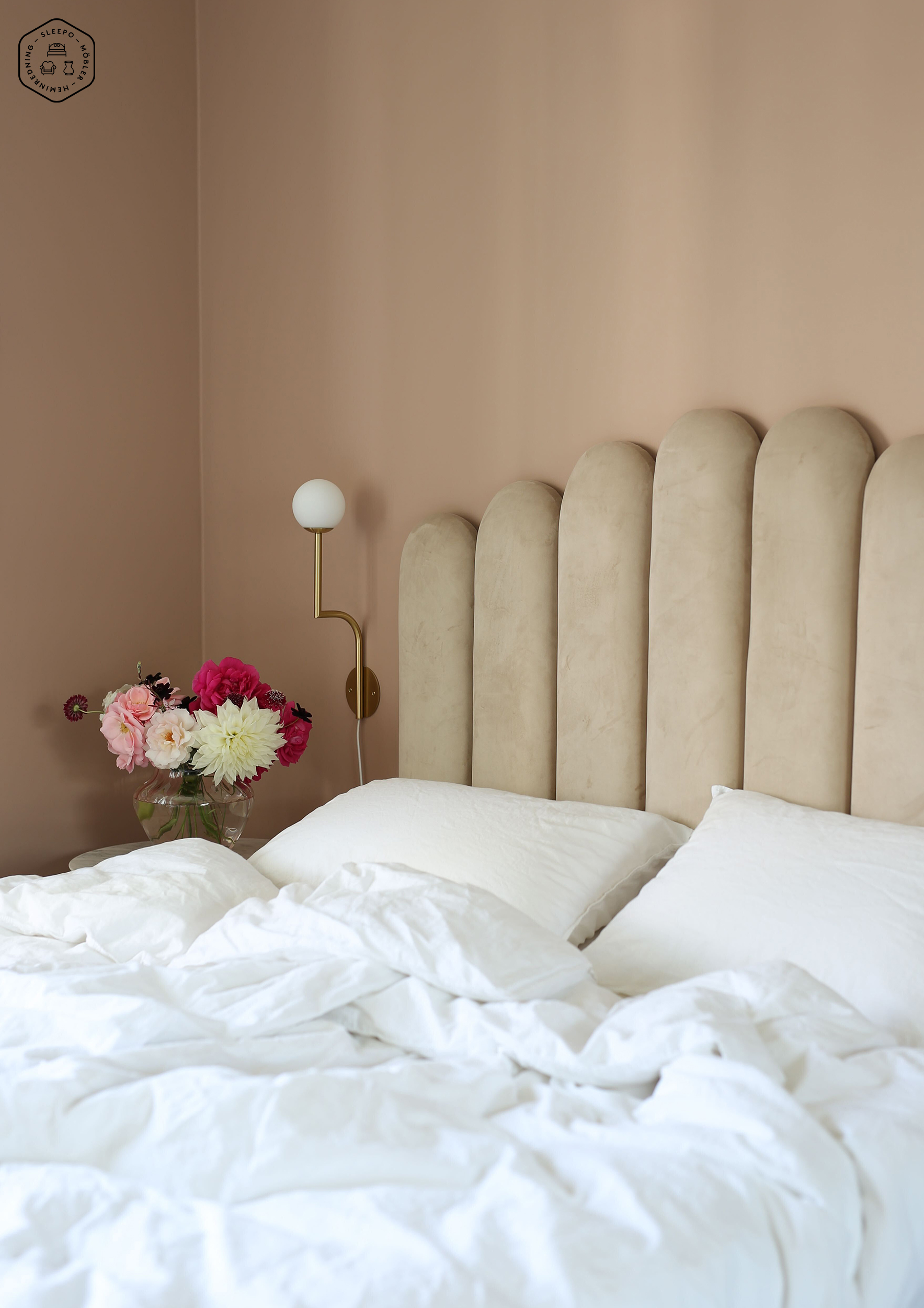 Sleepo Collection Art Sängynpääty Sametti Beige 160cm