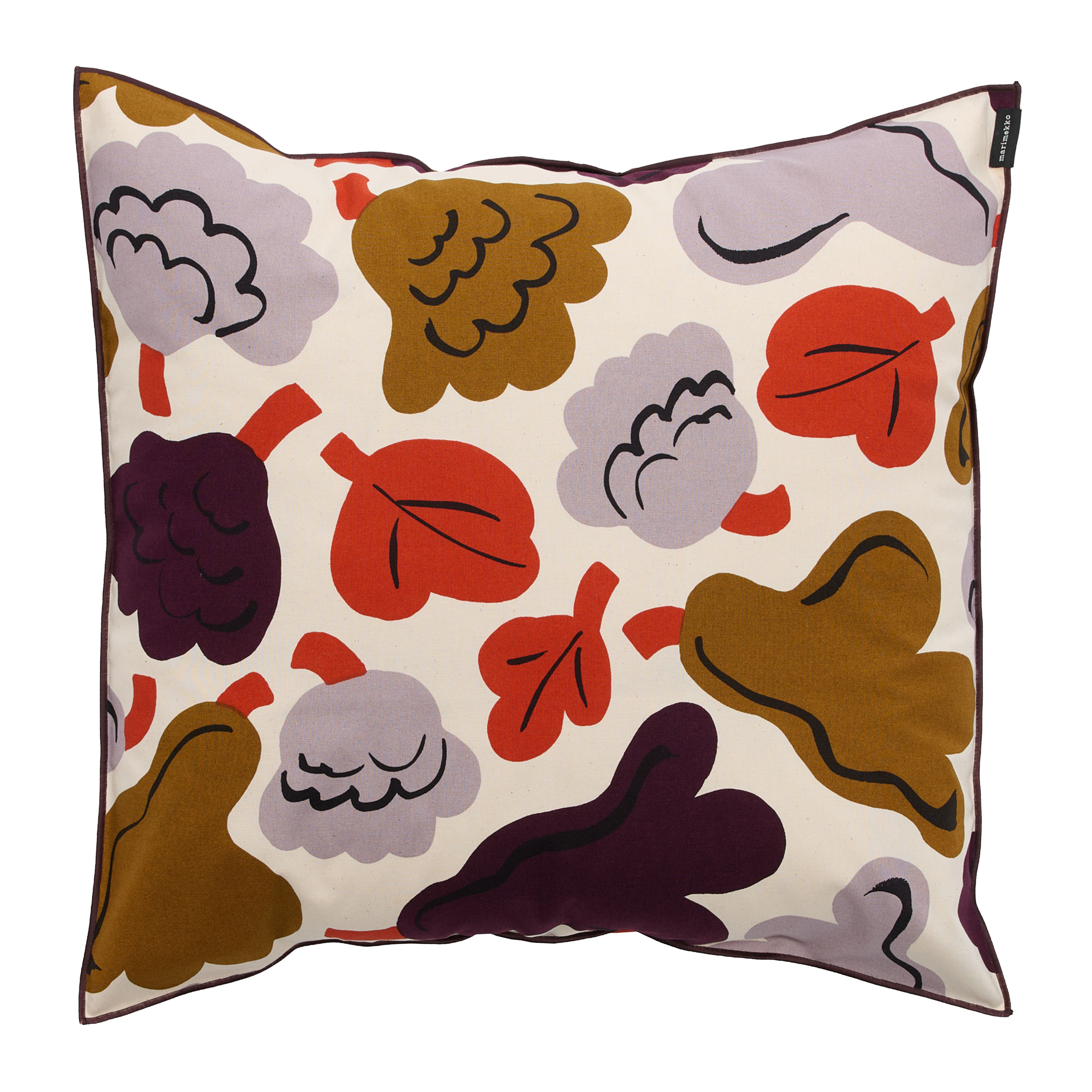 Pieni Kukasta Kukkaan Kuddfodral Hay/Plum/Bronze 50x50