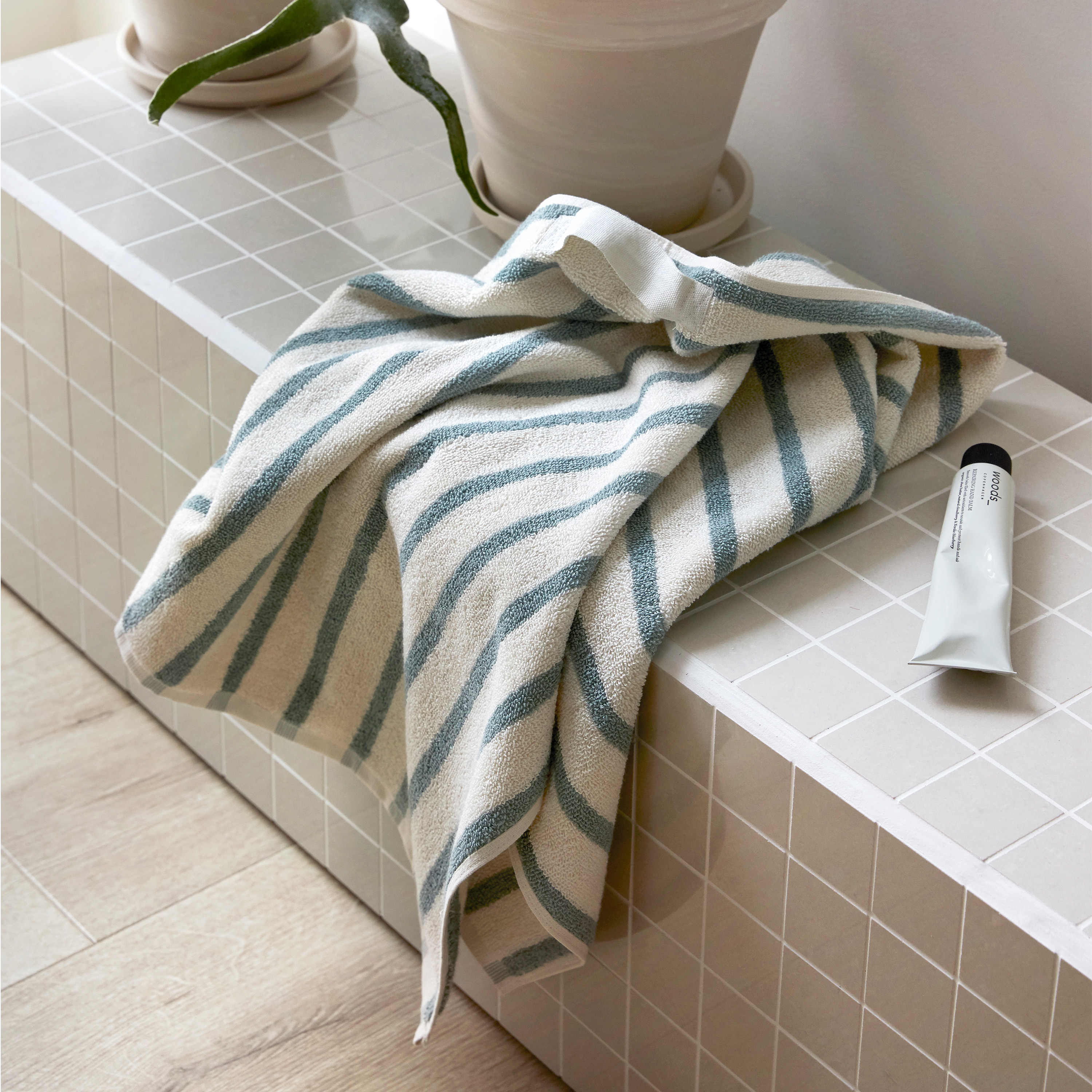 Høie Everyday Stripe Handduk Aqua 70x140