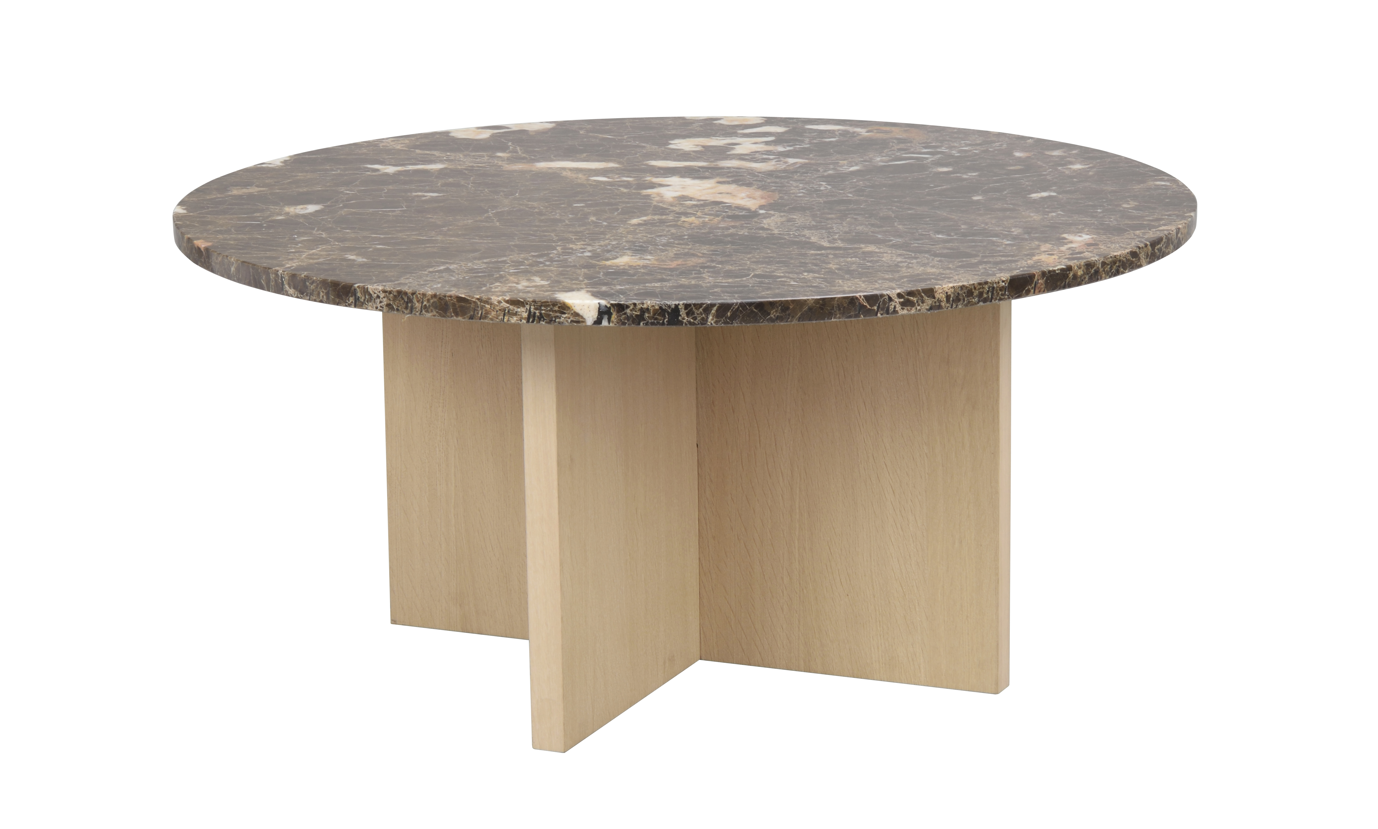 Brooksville Couchtisch Braun Marmor/Weiß pigmentiert Ø90