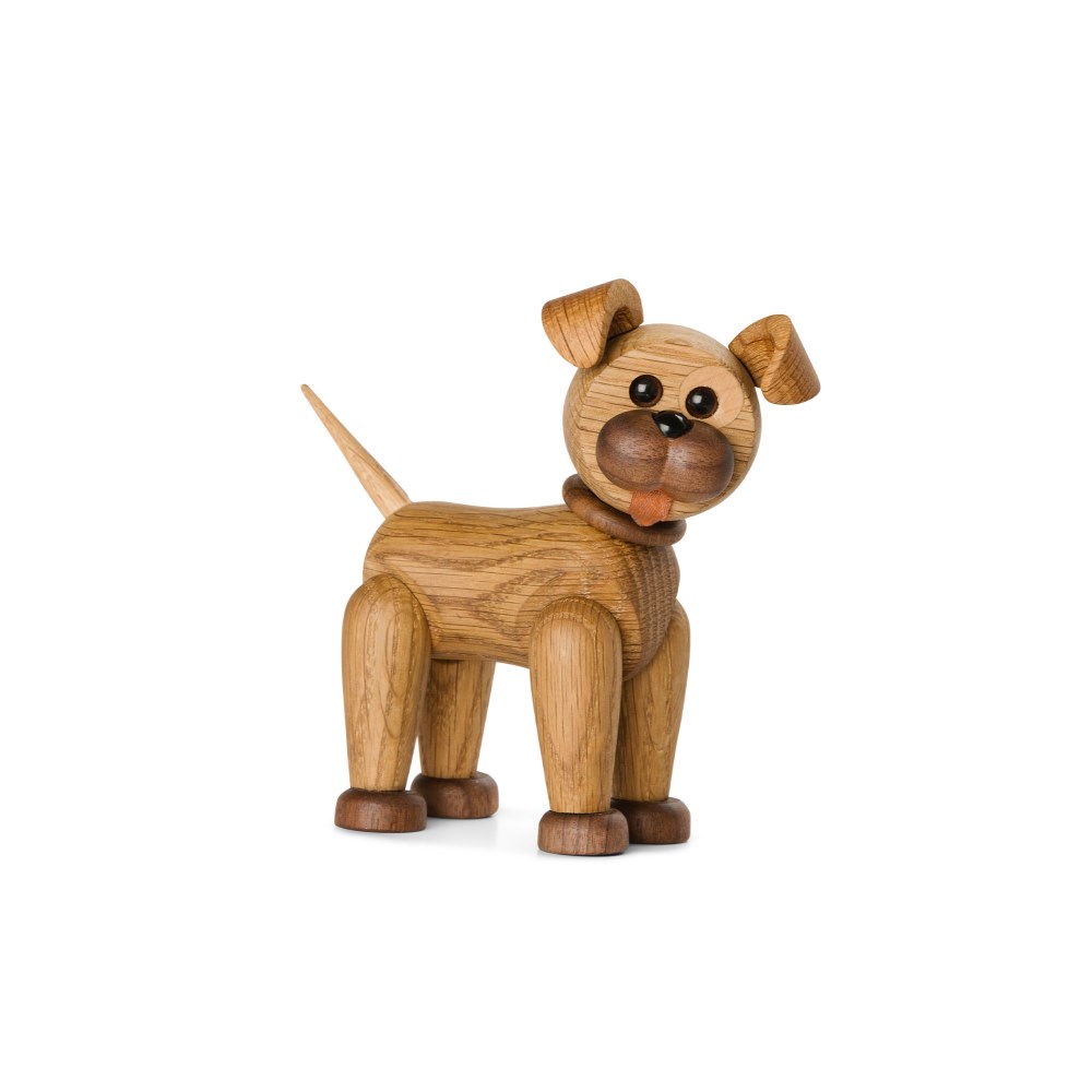 Spring Copenhagen - Happy Dog Dekorasjon Eik 13.5cm - Holz  - Skulpturer & dekorasjon