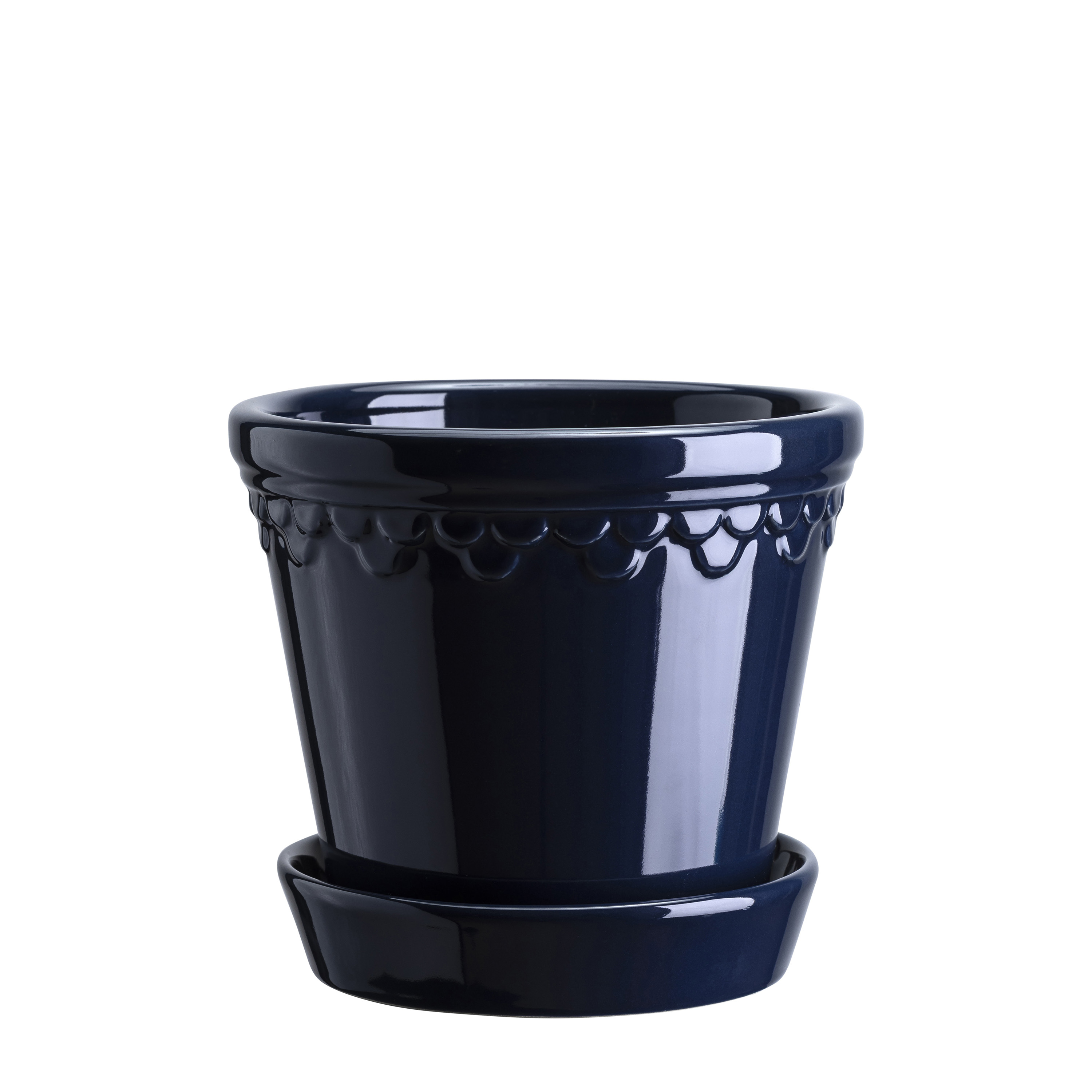 Københavner Kruka med fat Glazed Sapphire Blue Ø16