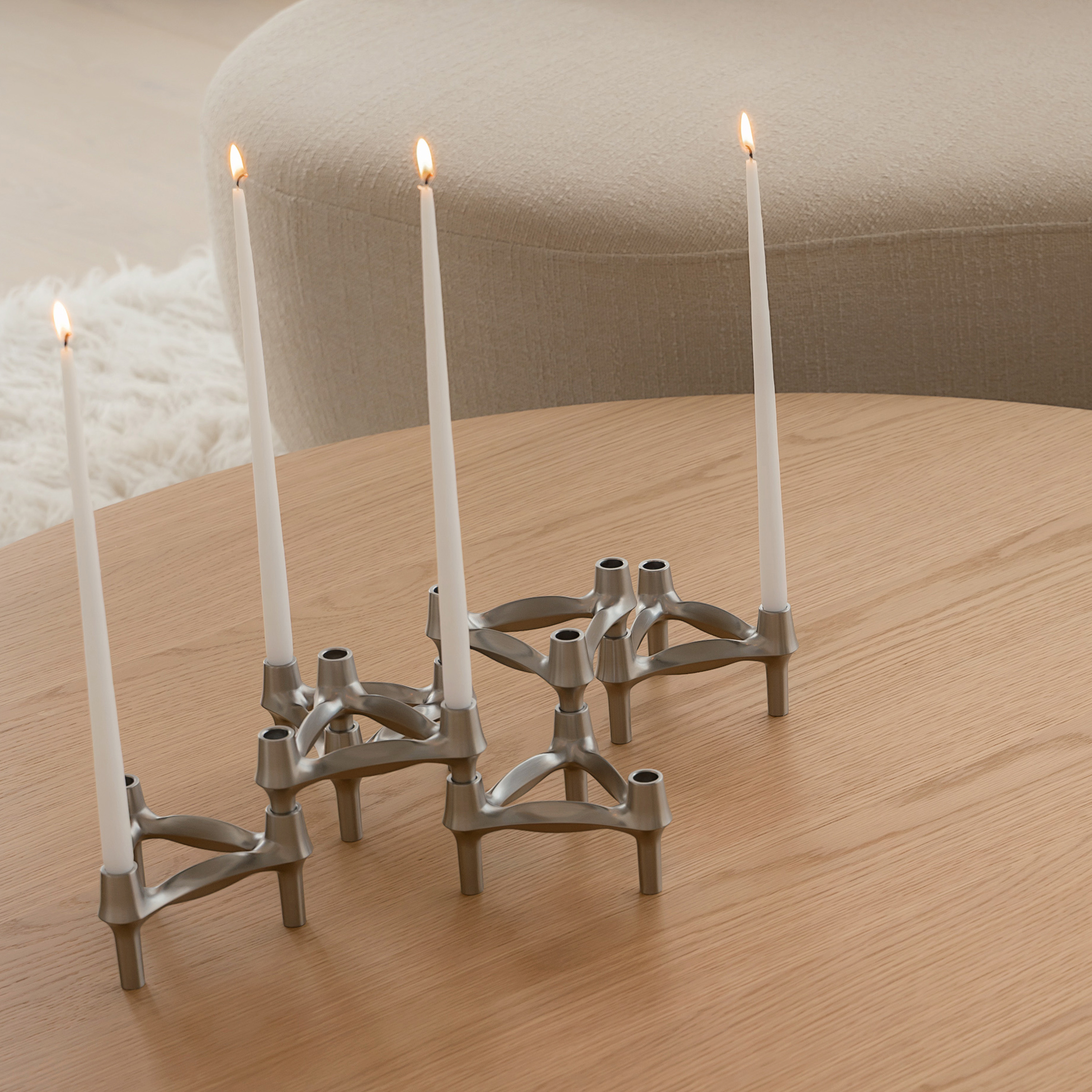 Stoff BMF Kynttilänjalka Harjattu Kromi 3-pack