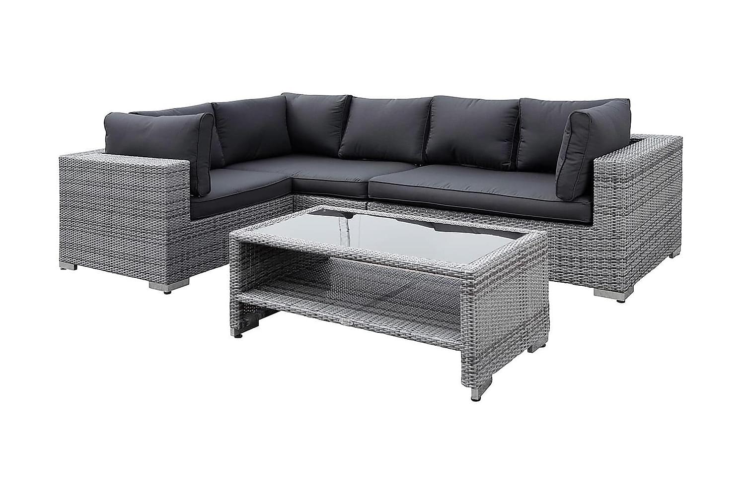 Nordic Outdoor - Bora 5-sits Loungesoffa inkl Bord m Hylla Ljusgrå