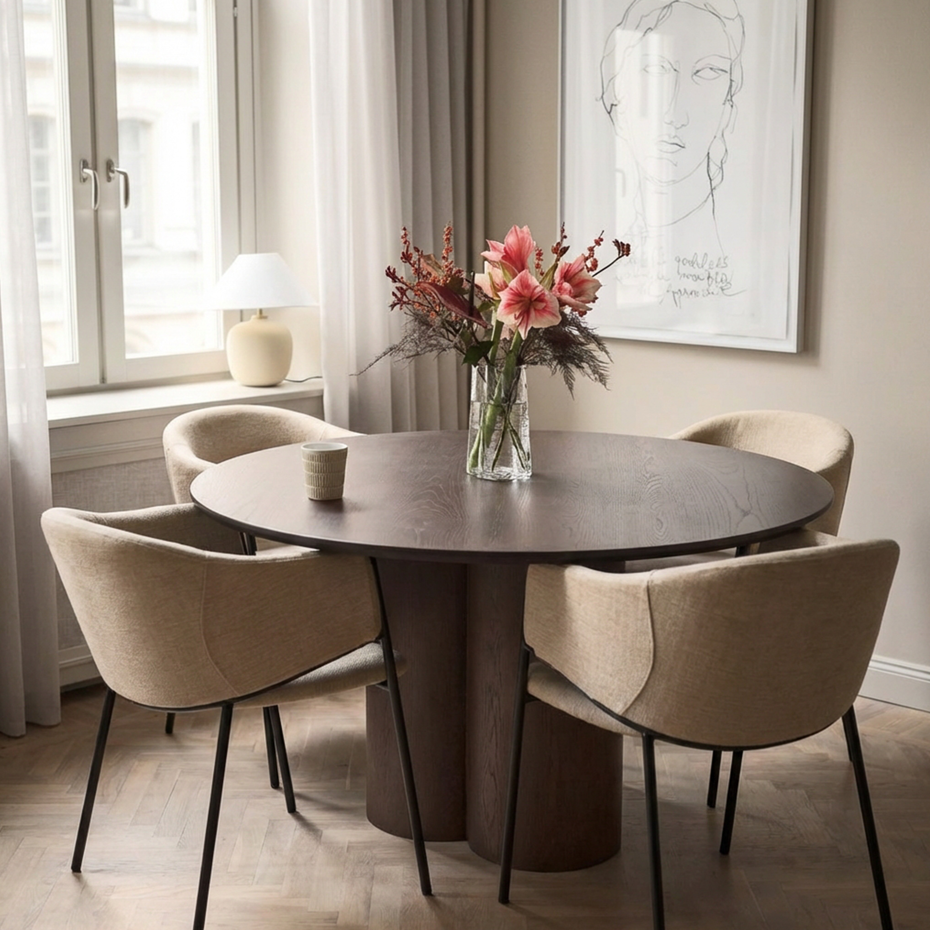 Sleepo Collection Laura Dining Table Brown Stained Oak Ø130