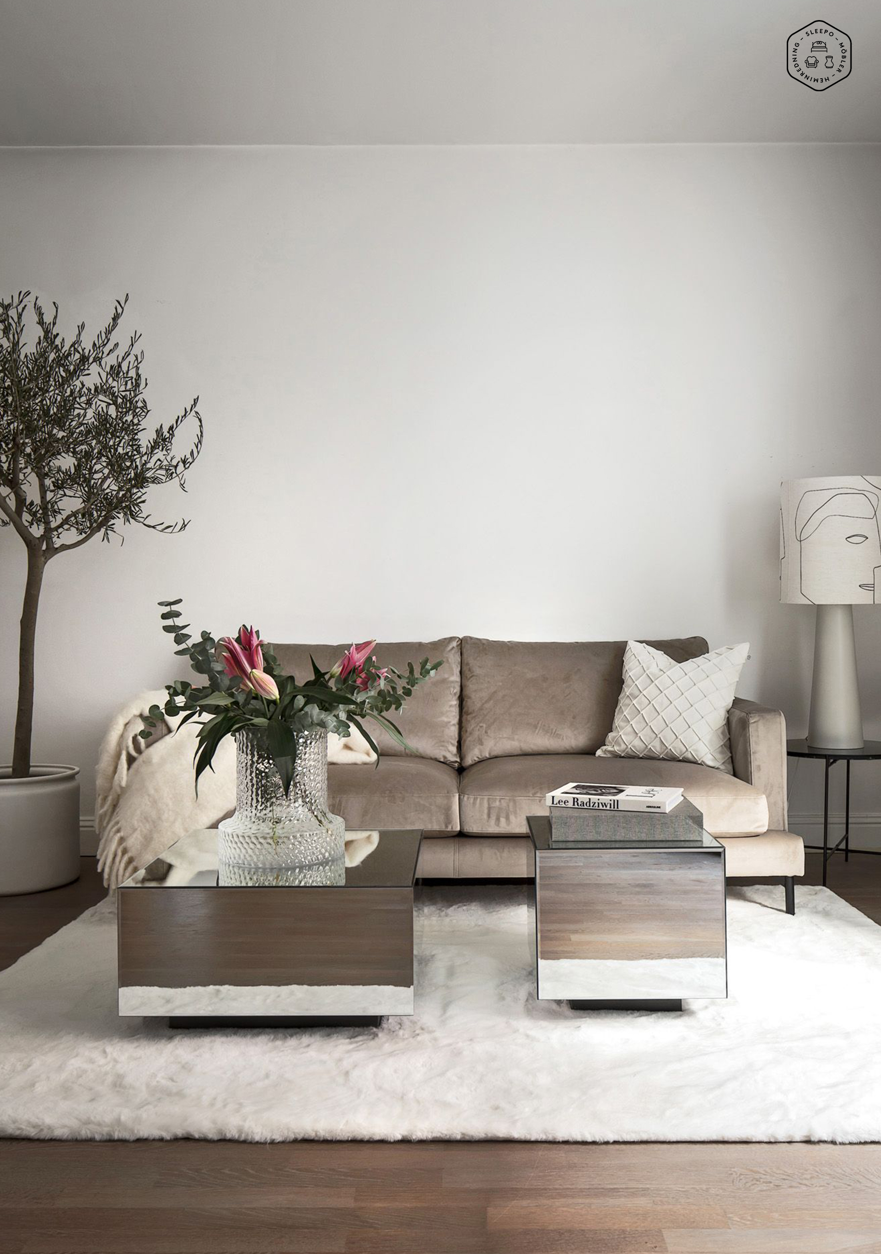 HKliving Block Spegelbord Klar 60cm