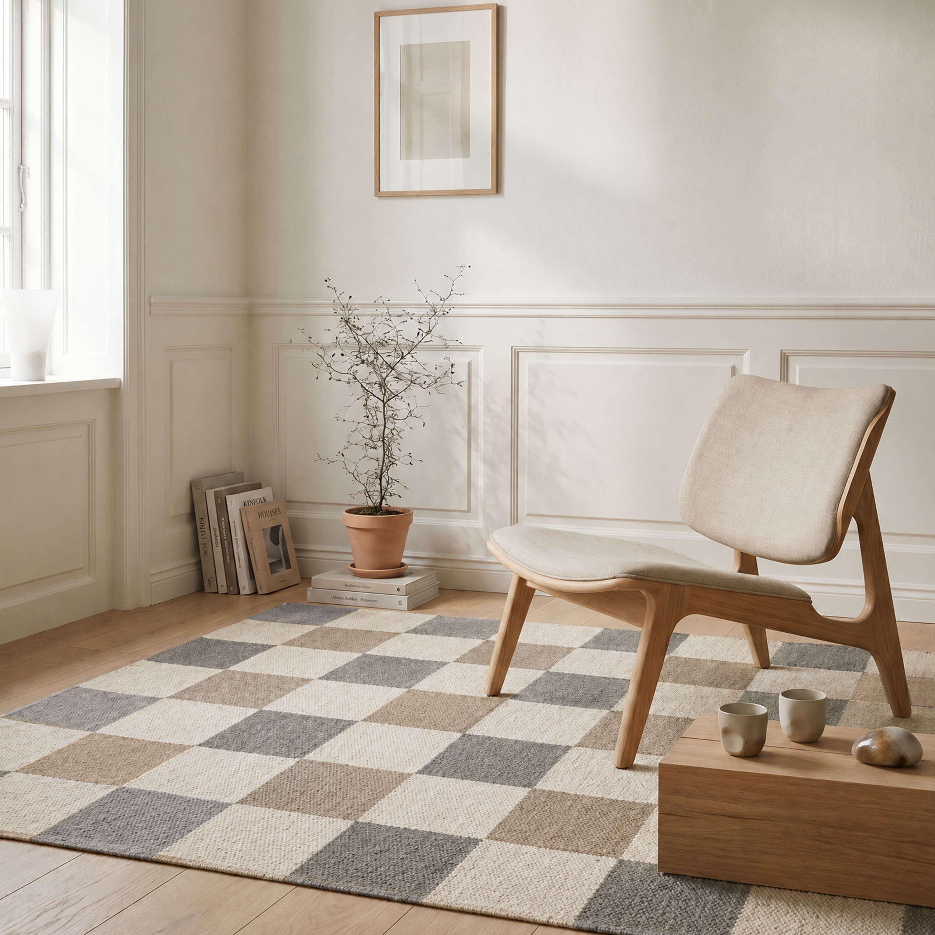 Classic Collection Checked Ullmatta Grey/Natural 170x230