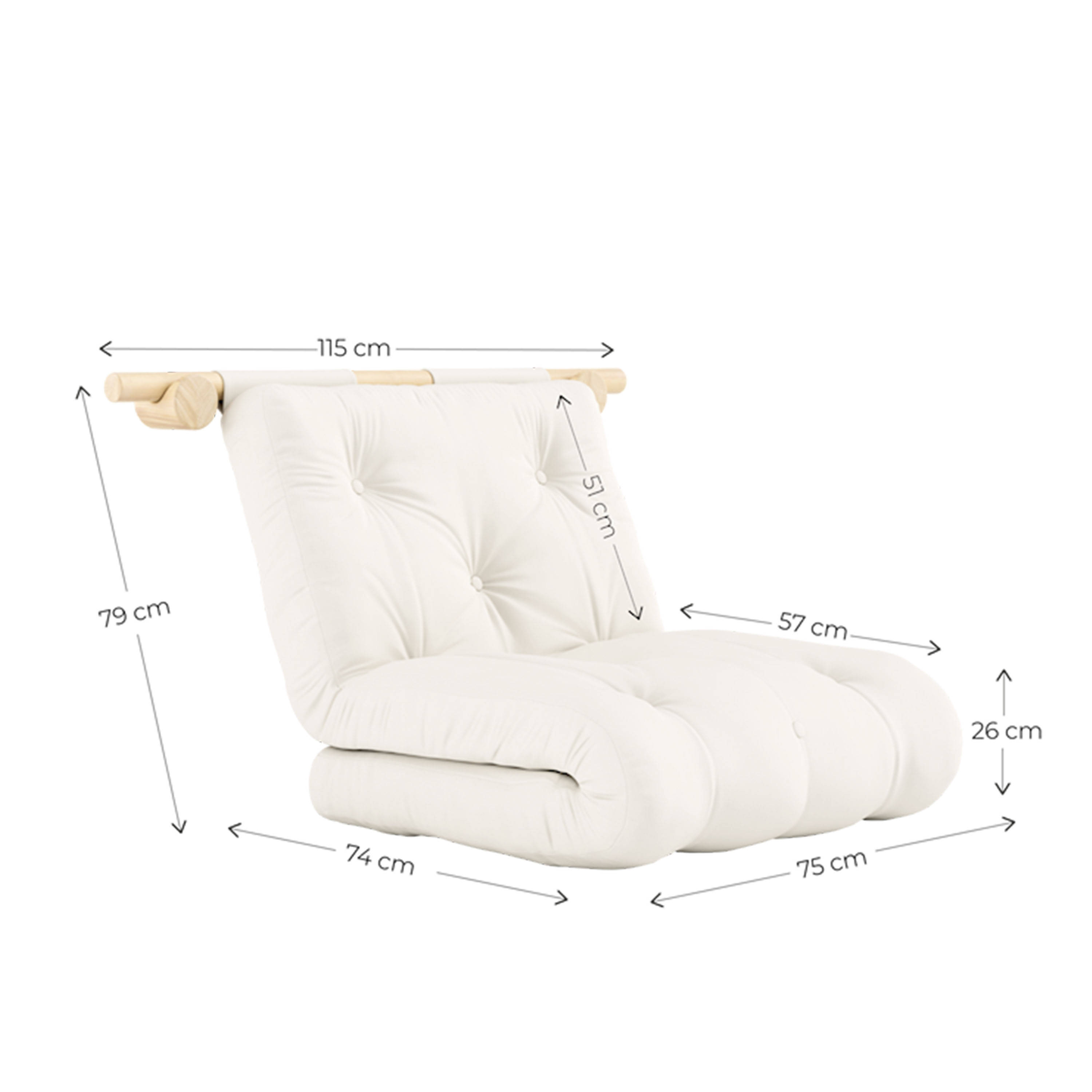 Karup Design Hooked Vuodesohva Raw/Natural 75x200