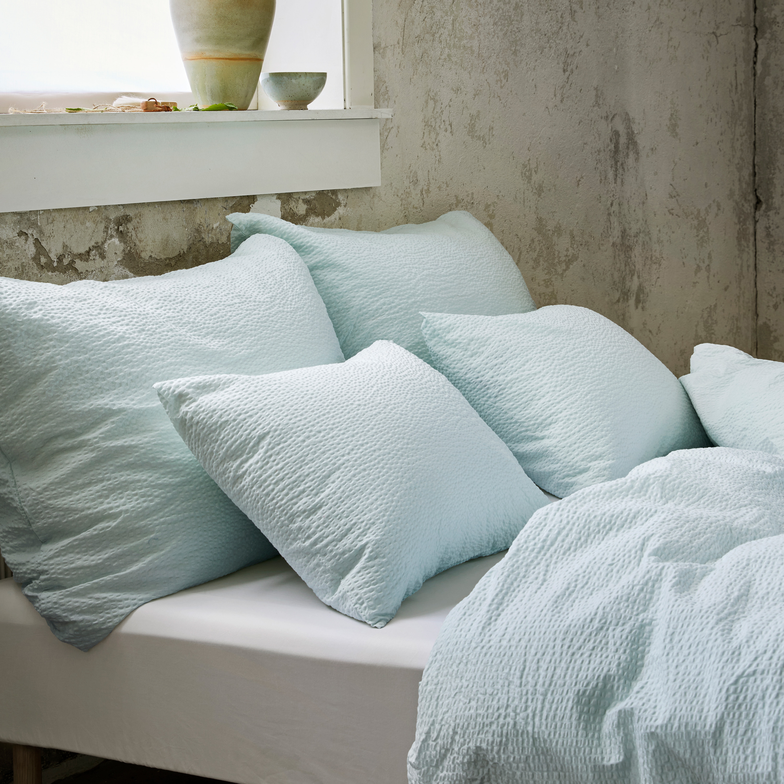 Høie Sanna Pussilakanasetti Aqua 150x210/50x60