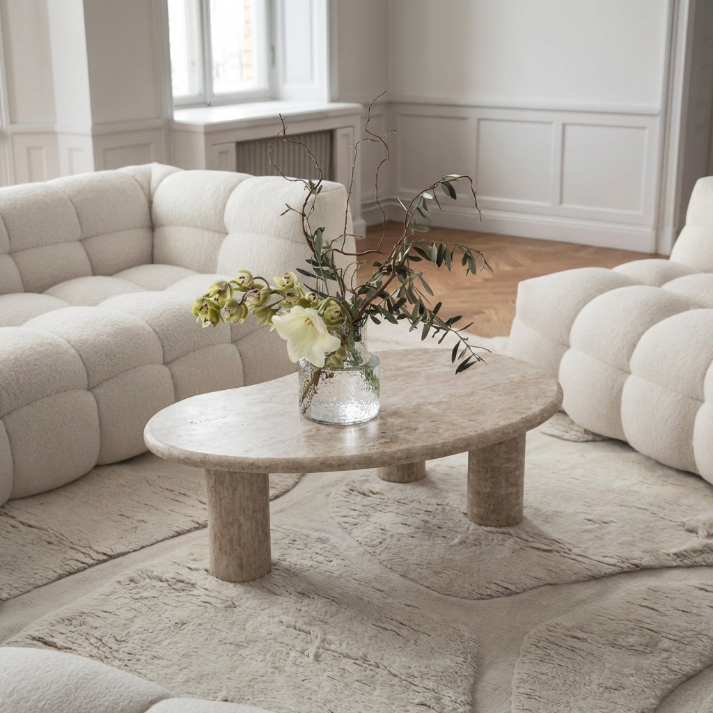 Sleepo Collection Luna Soffbord Travertin 120cm