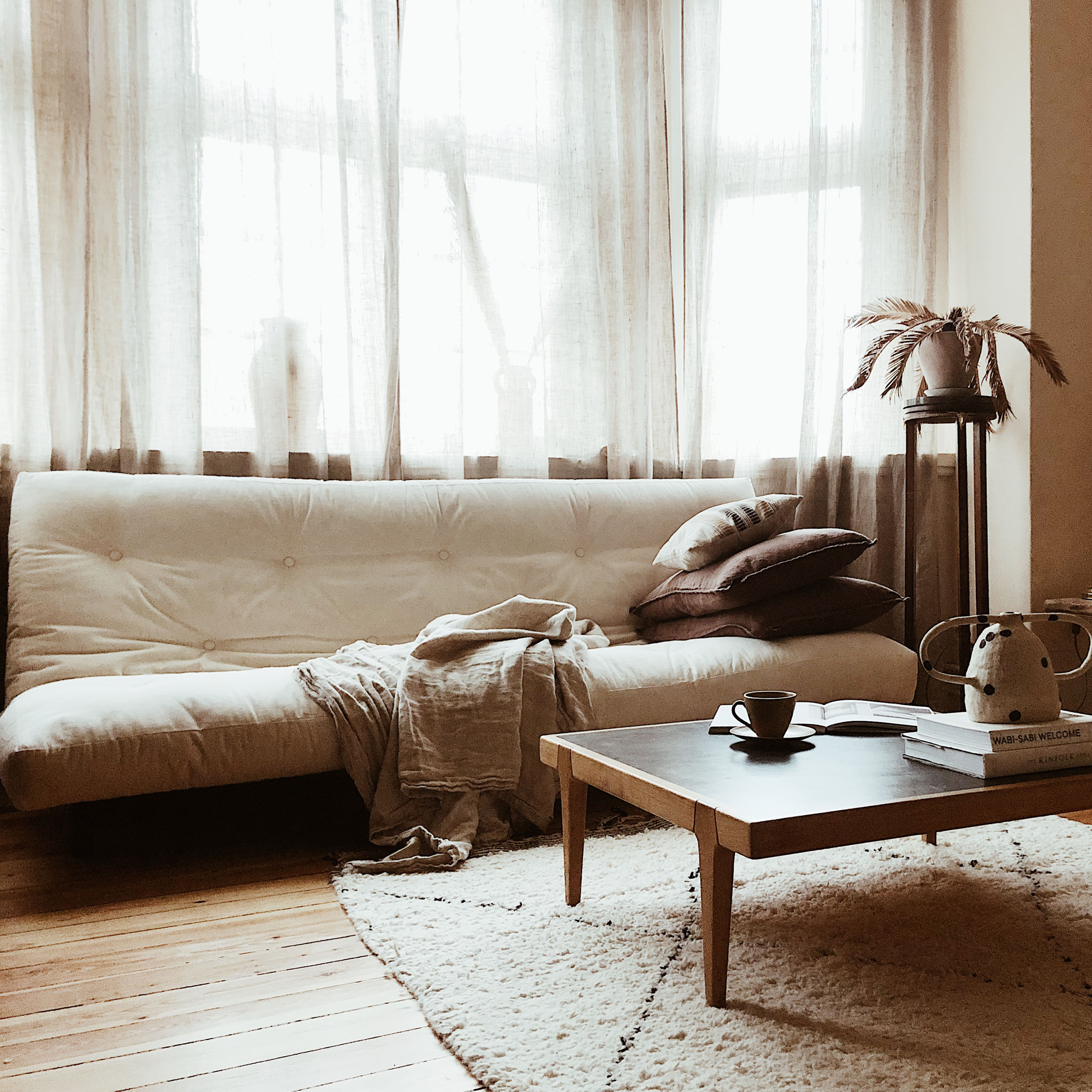 Karup Design Fresh Sofa Bed Natural/Petrol Blue 200cm