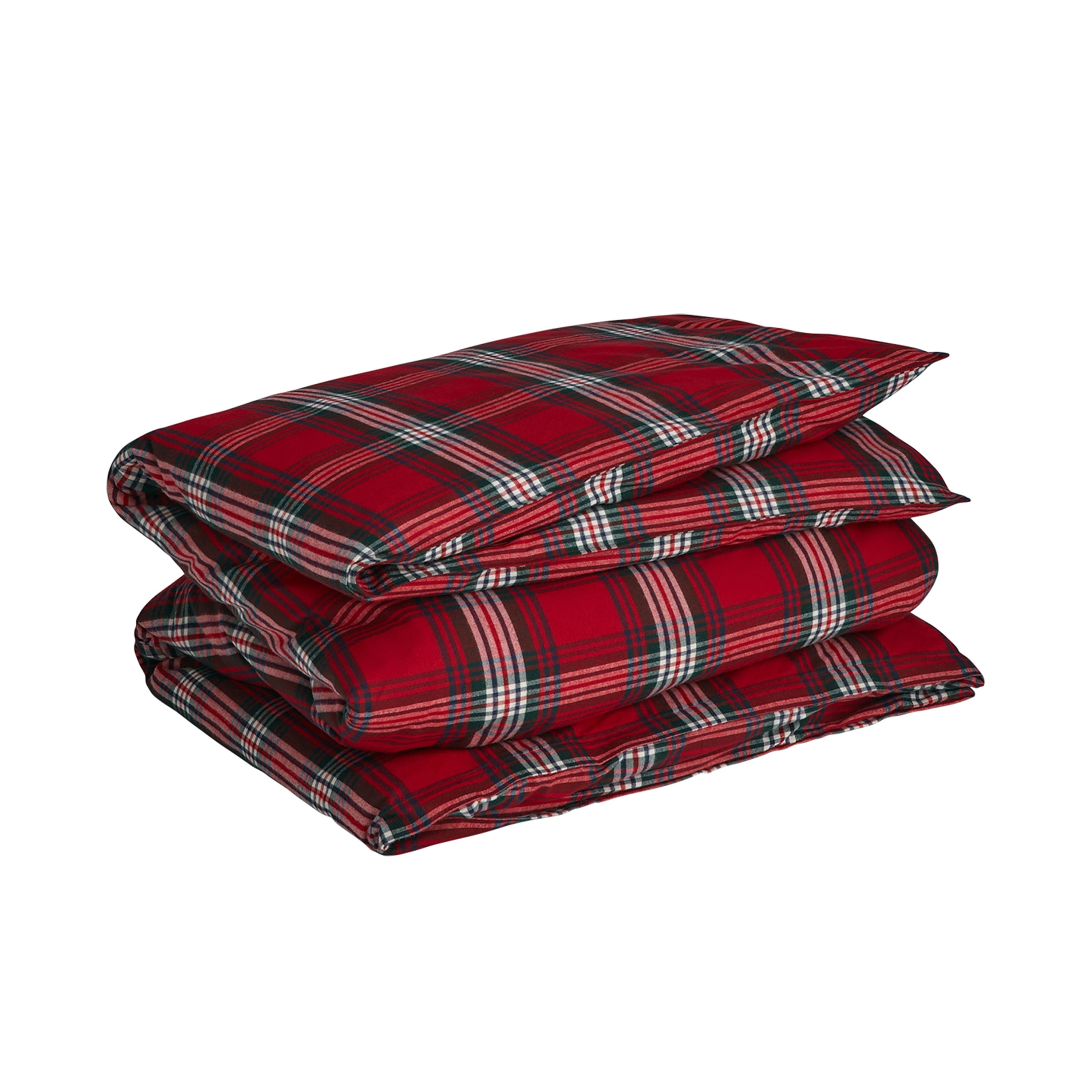 Holiday Flannel Påslakan Ruby Red Enkel