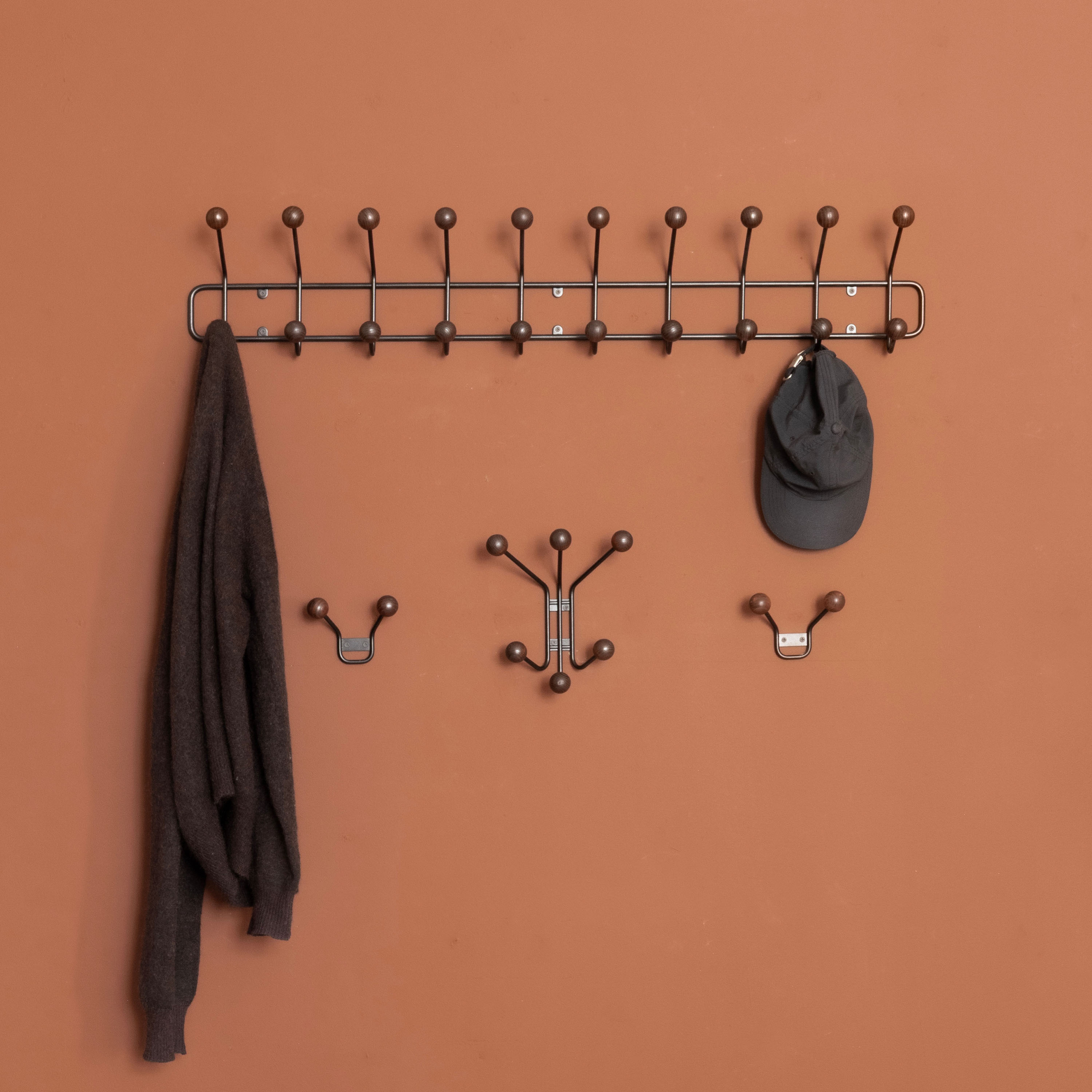 Maze Bill Horizontal Coat Rack Black/Walnut Hue 102cm