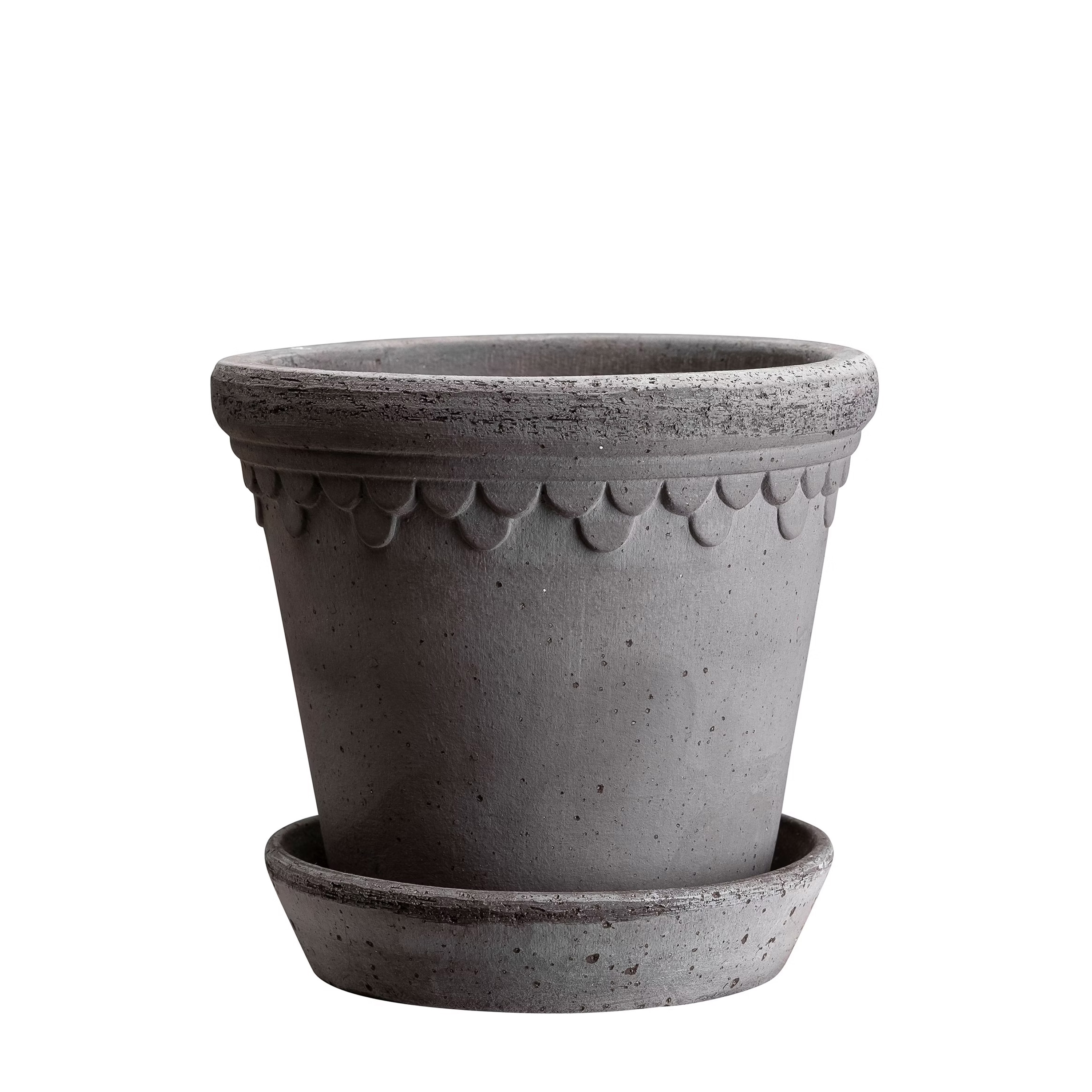 Københavner Kruka med fat Raw Grey Terracotta Ø18