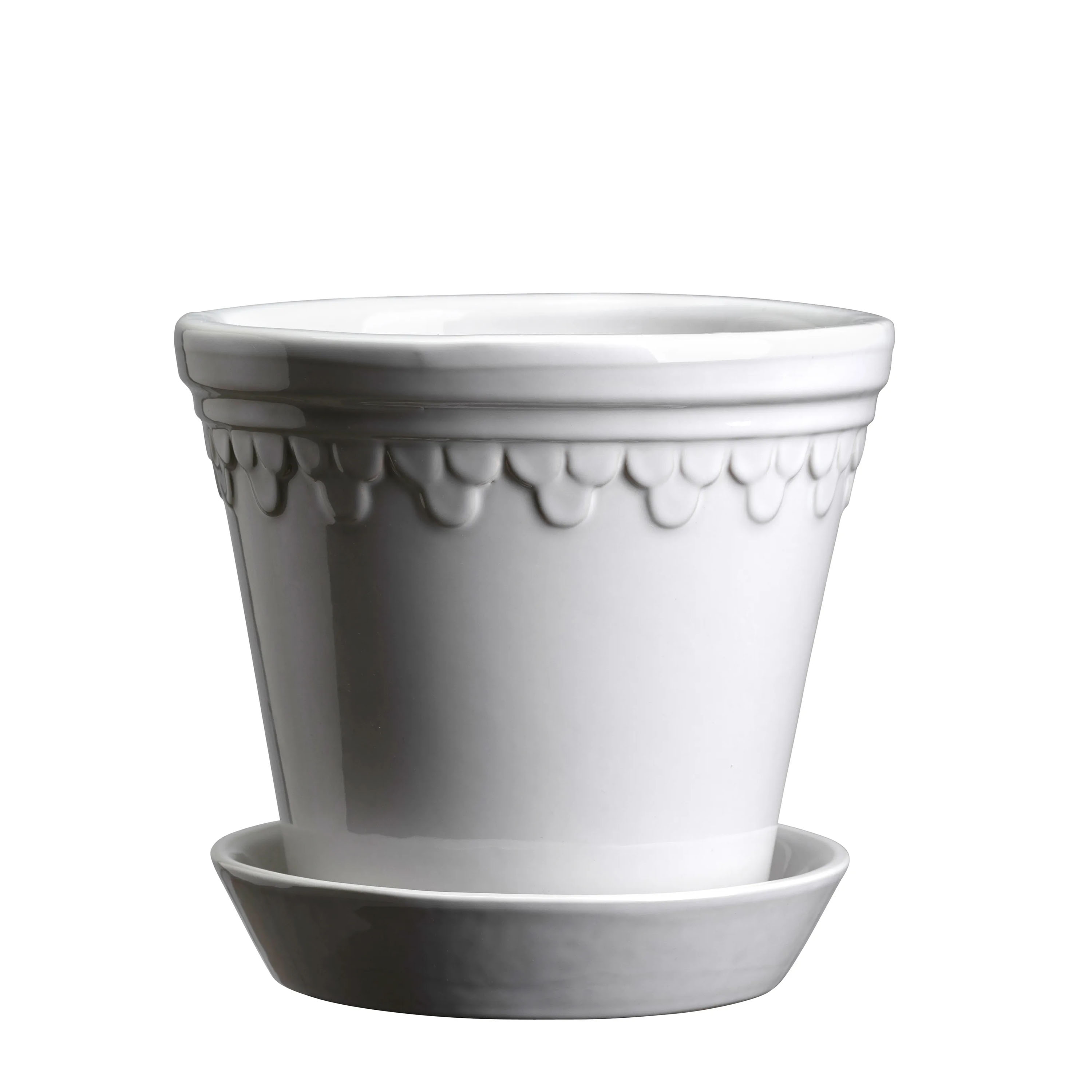 Københavner Kruka med fat Glazed Mineral White Ø21