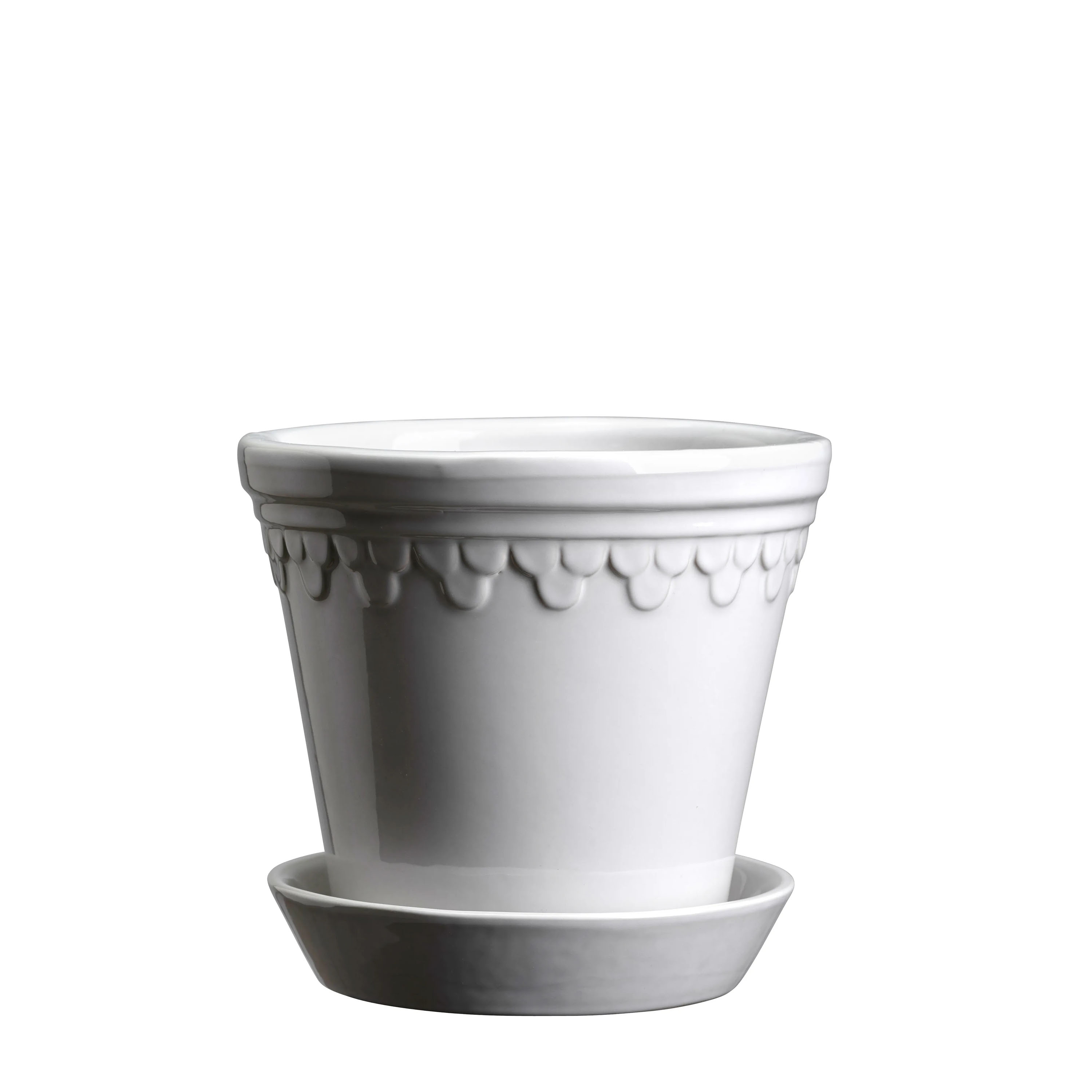 Københavner Kruka med fat Glazed Mineral White Ø14