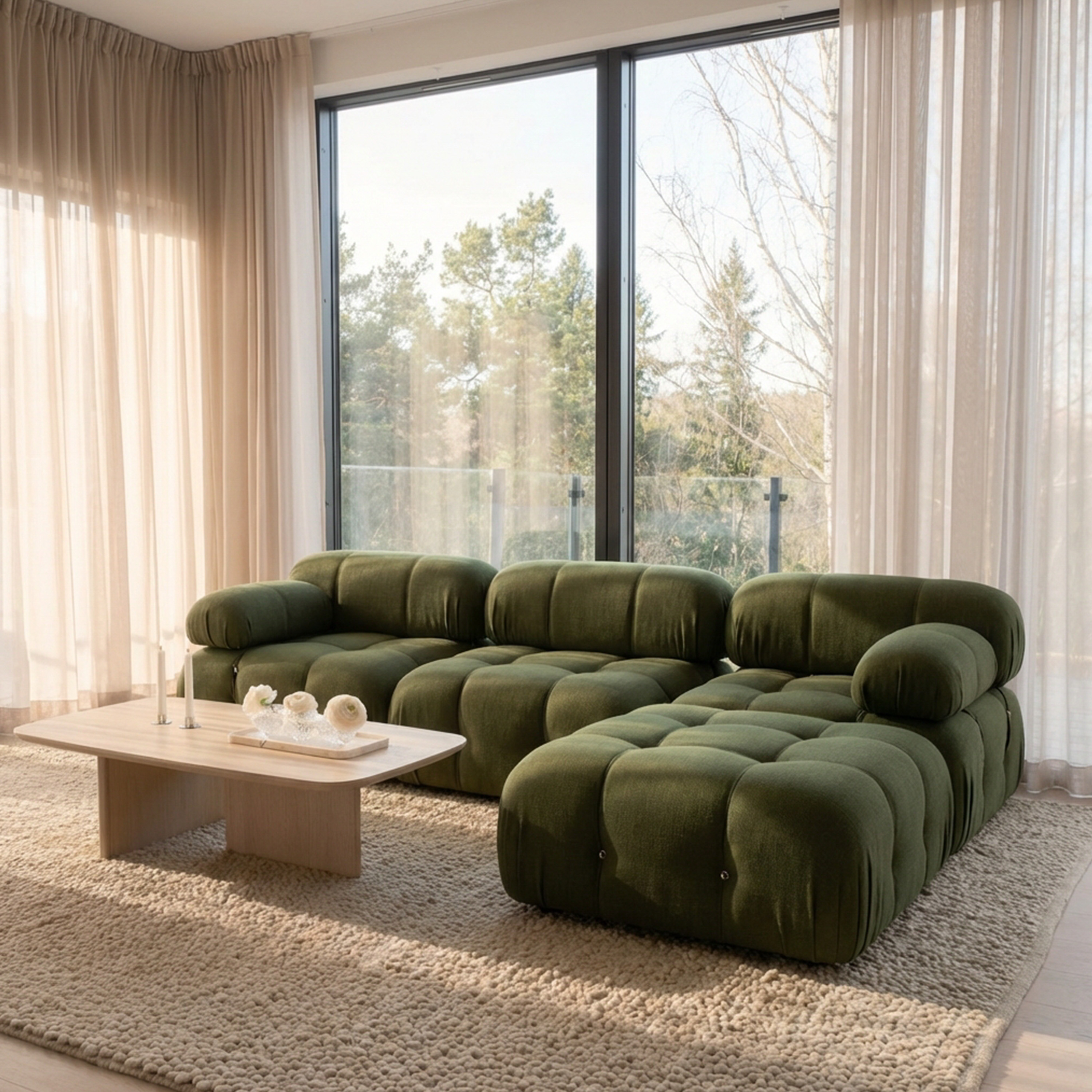 Sleepo Collection Blanca 3-seater Chaise Sofa Forest 288cm