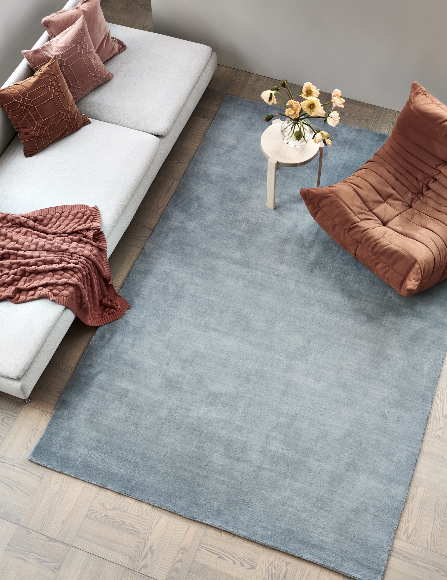 Classic Collection Solid Wollteppich Blau 170x230