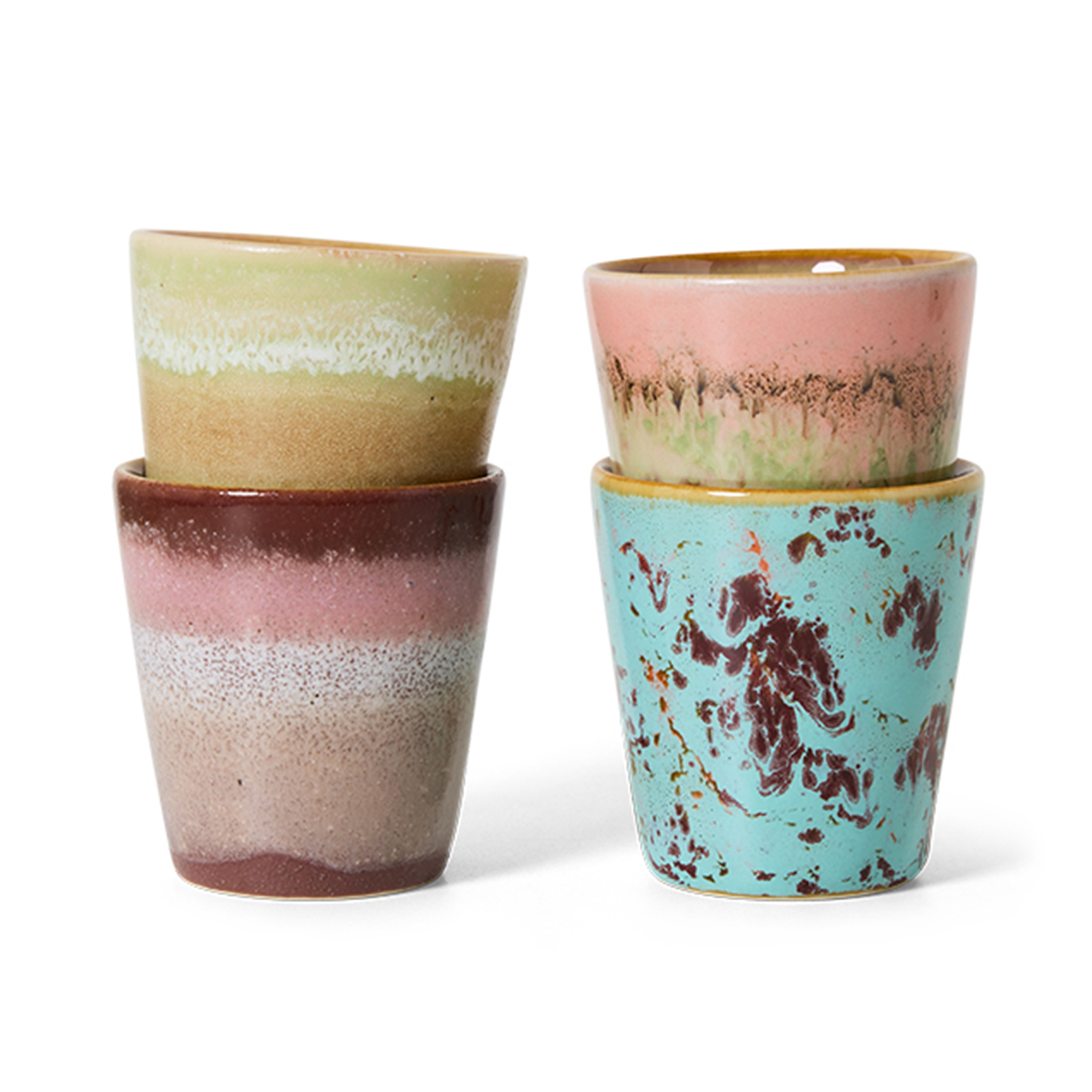 HKliving 70s Ceramics Kahvikuppi Futurism 4 kpl