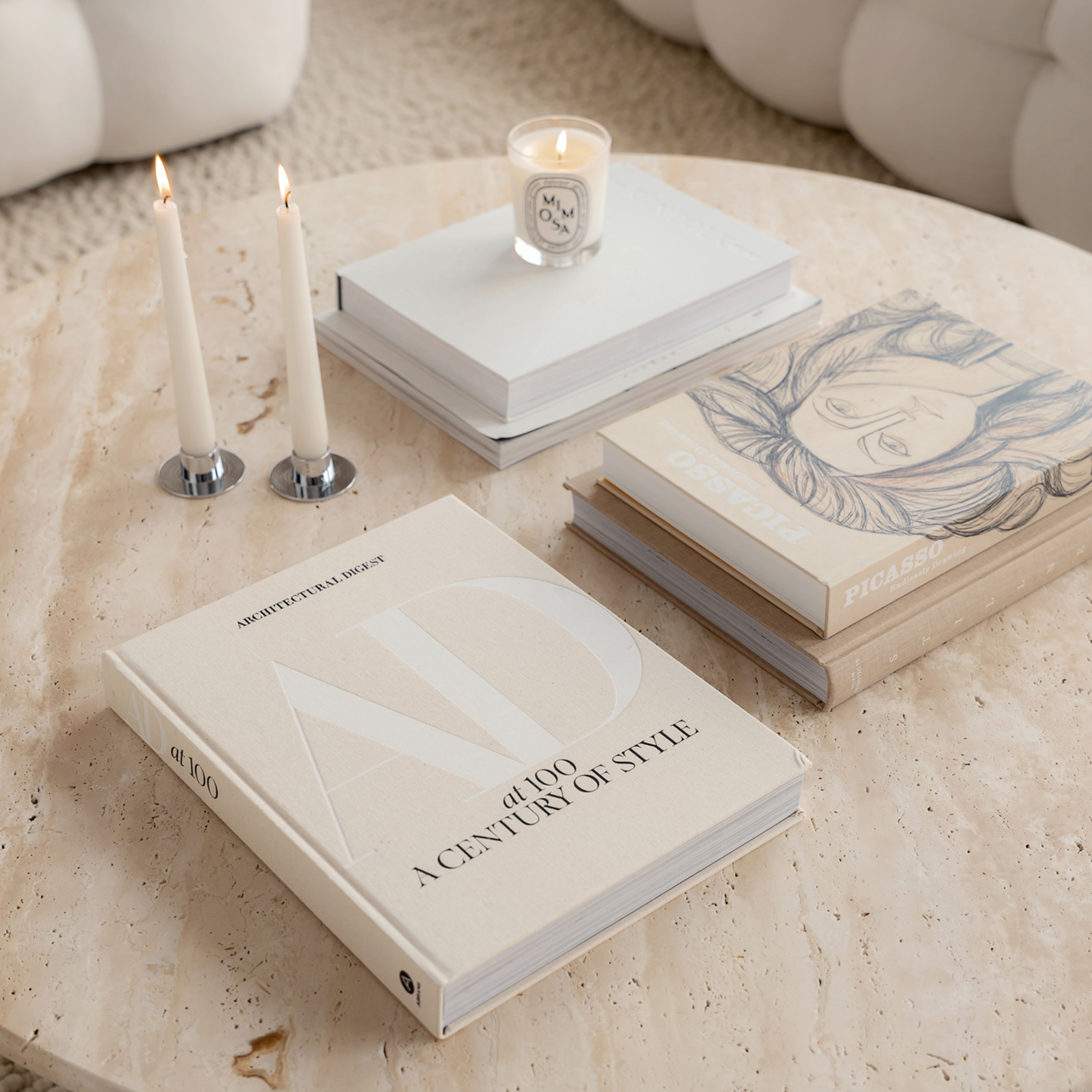 Sleepo Collection Nicola Soffbord Travertin Ø110