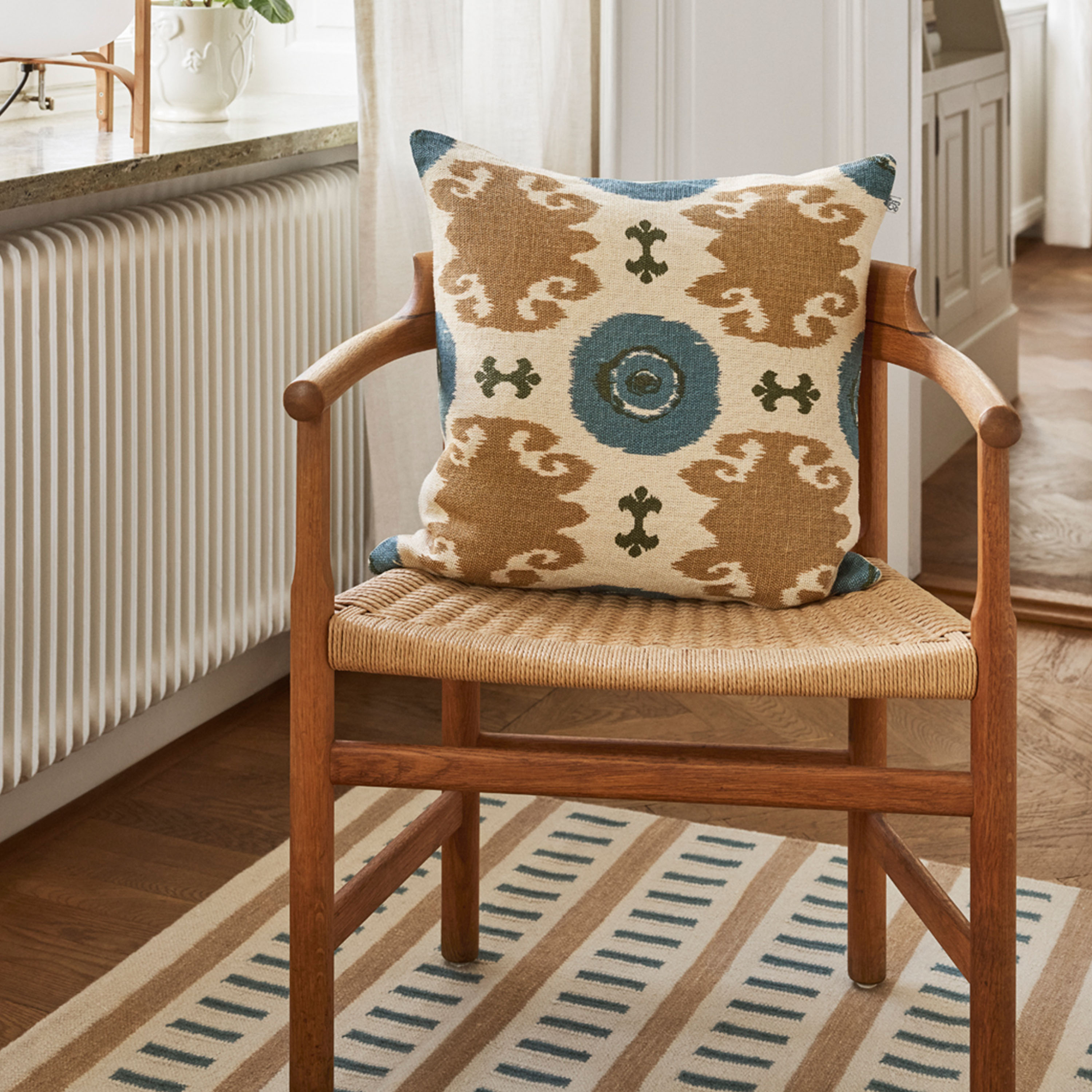 Mahal Tyynyliina Khaki/Heaven Blue/Cactus Green 50x50