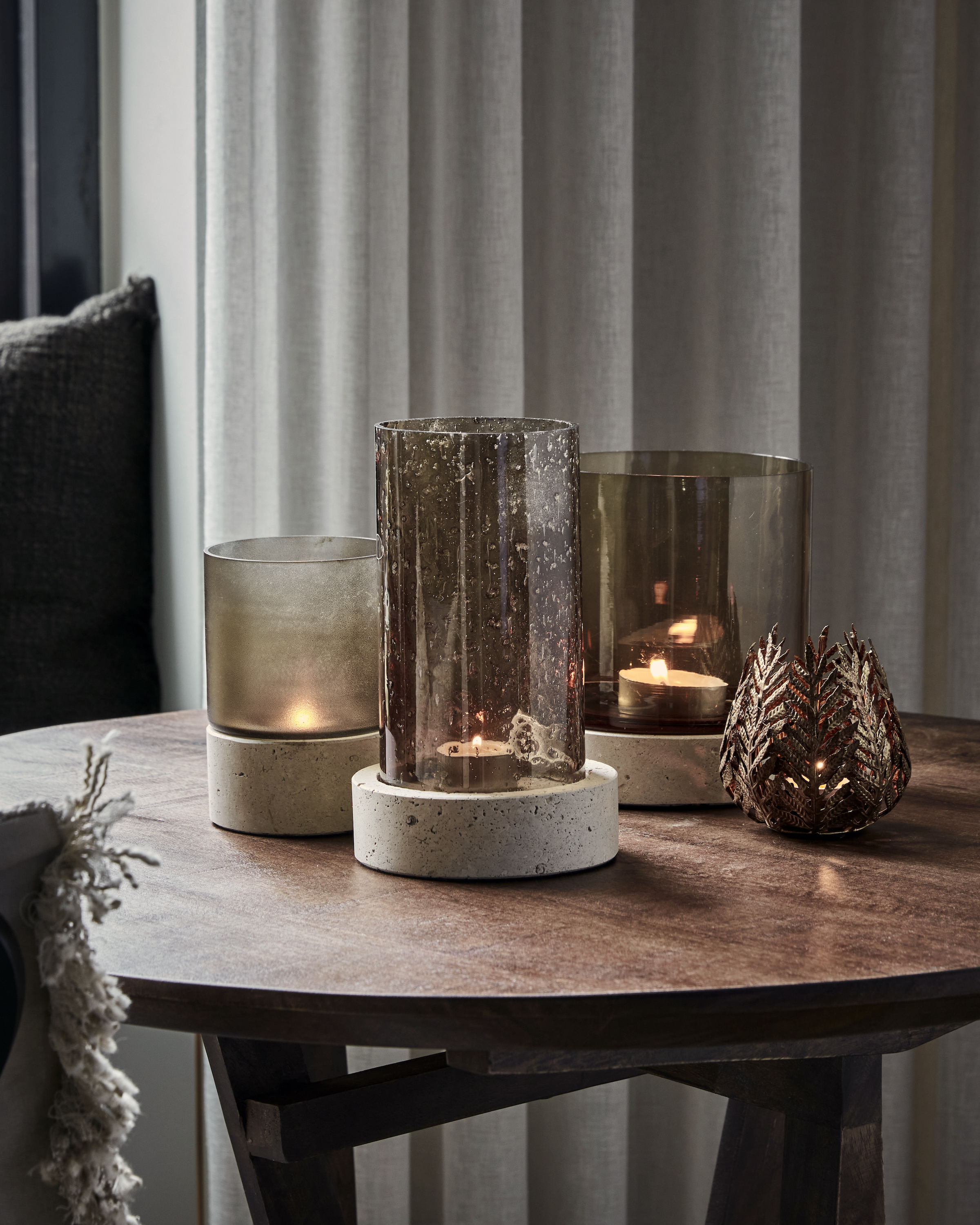 House Doctor Rivo Lysholder Travertin Brun 21cm