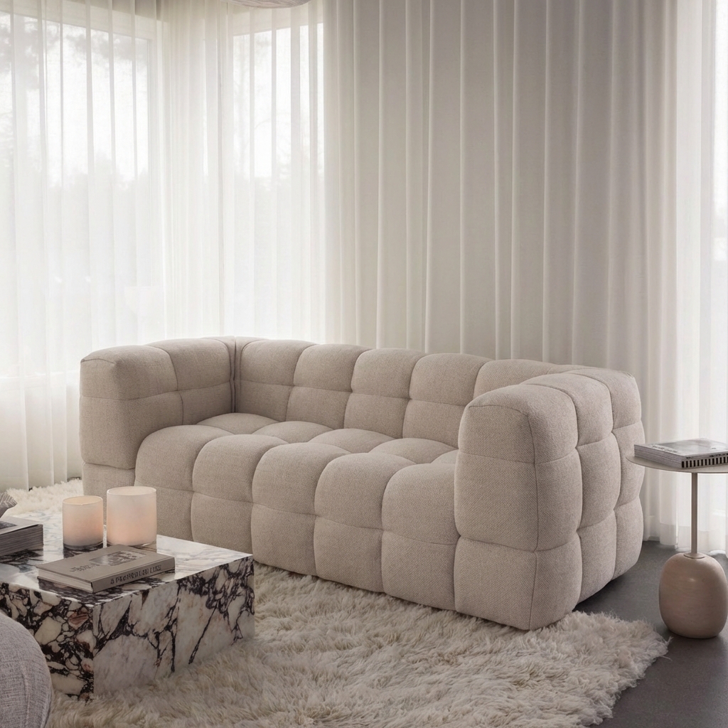 Sleepo Collection Billie 2-sits Soffa Beige Bouclé