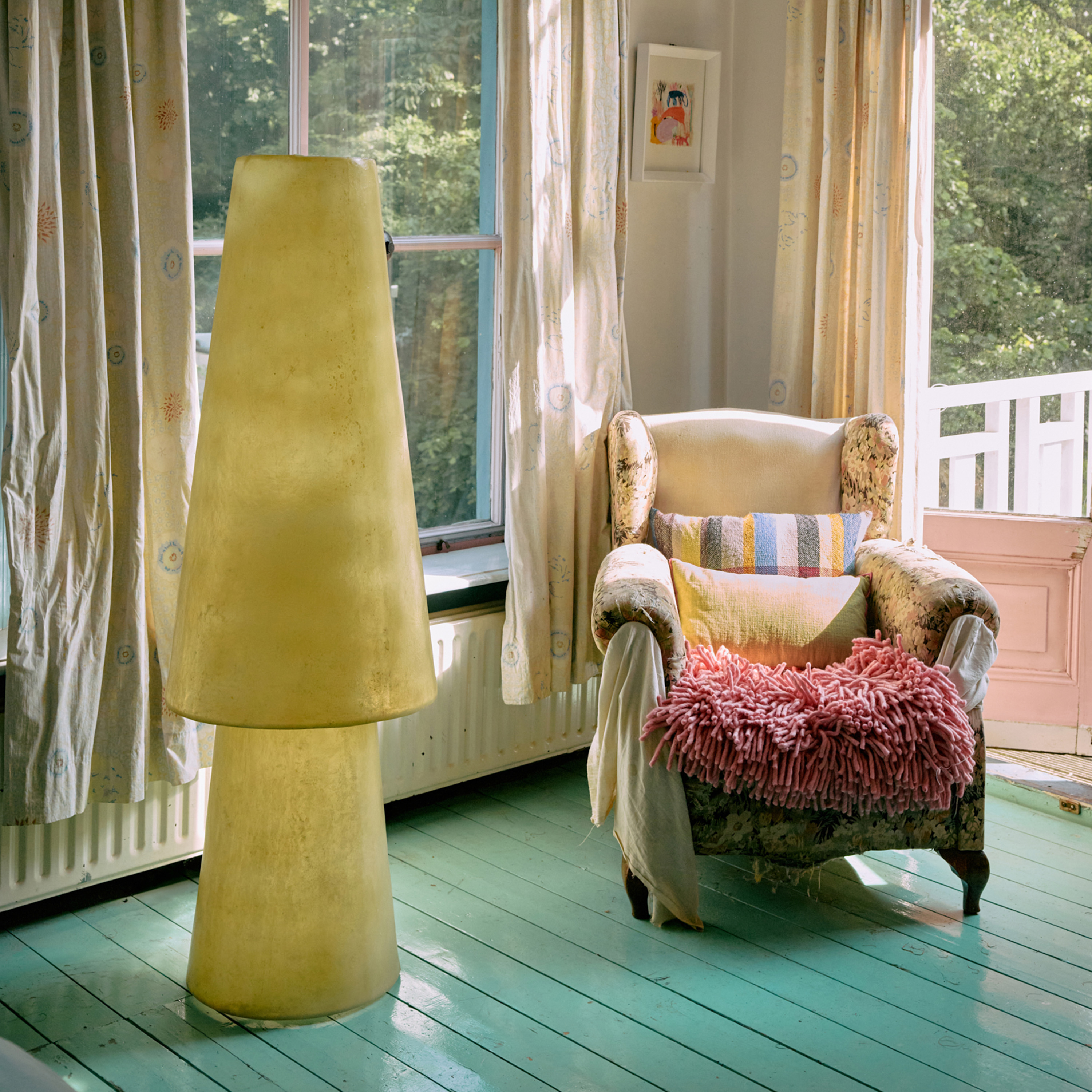 HKliving Glasfiber Golvlampa Soft Green