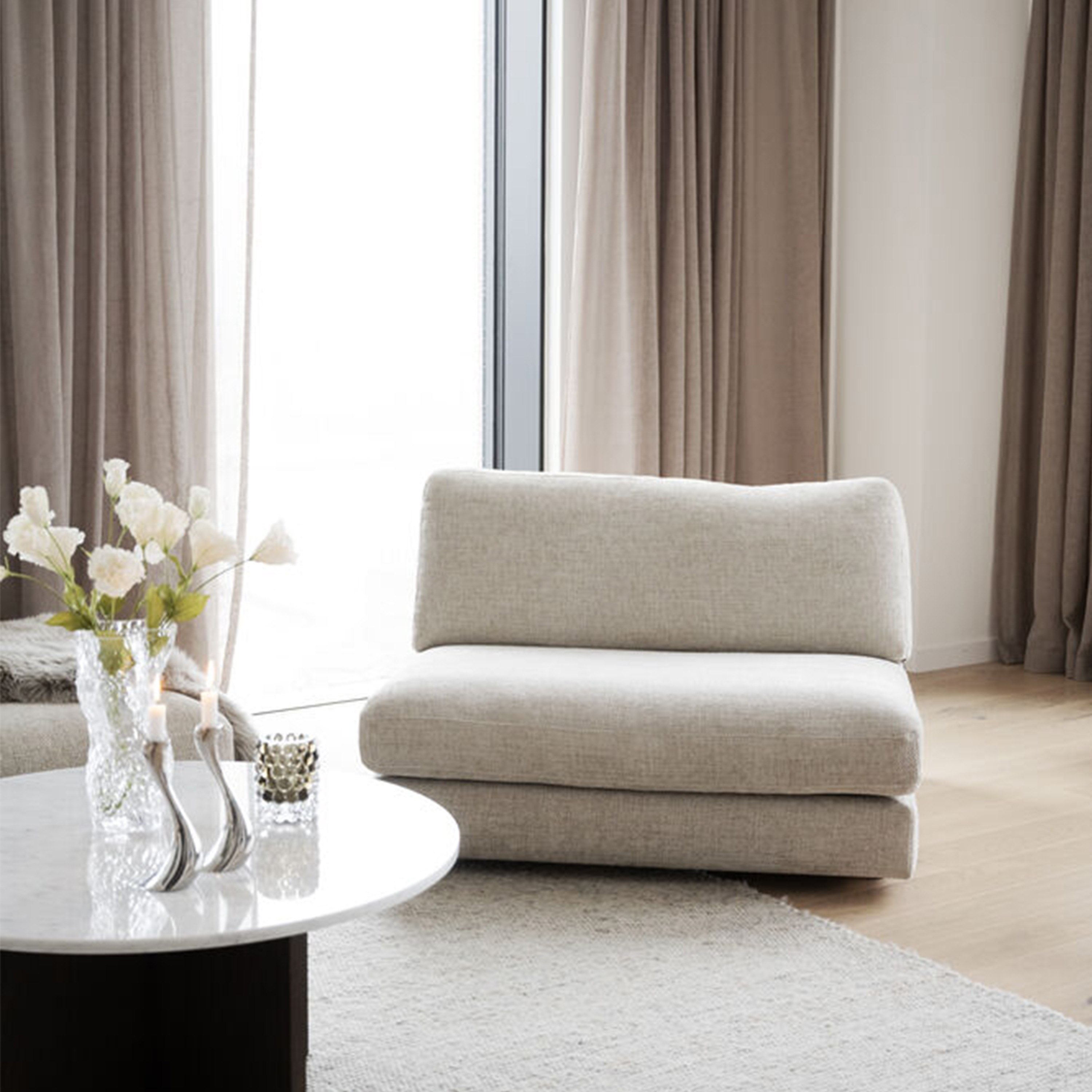 Rowico Home Duncan 1.5-sits Mittmodul Ljusgrå