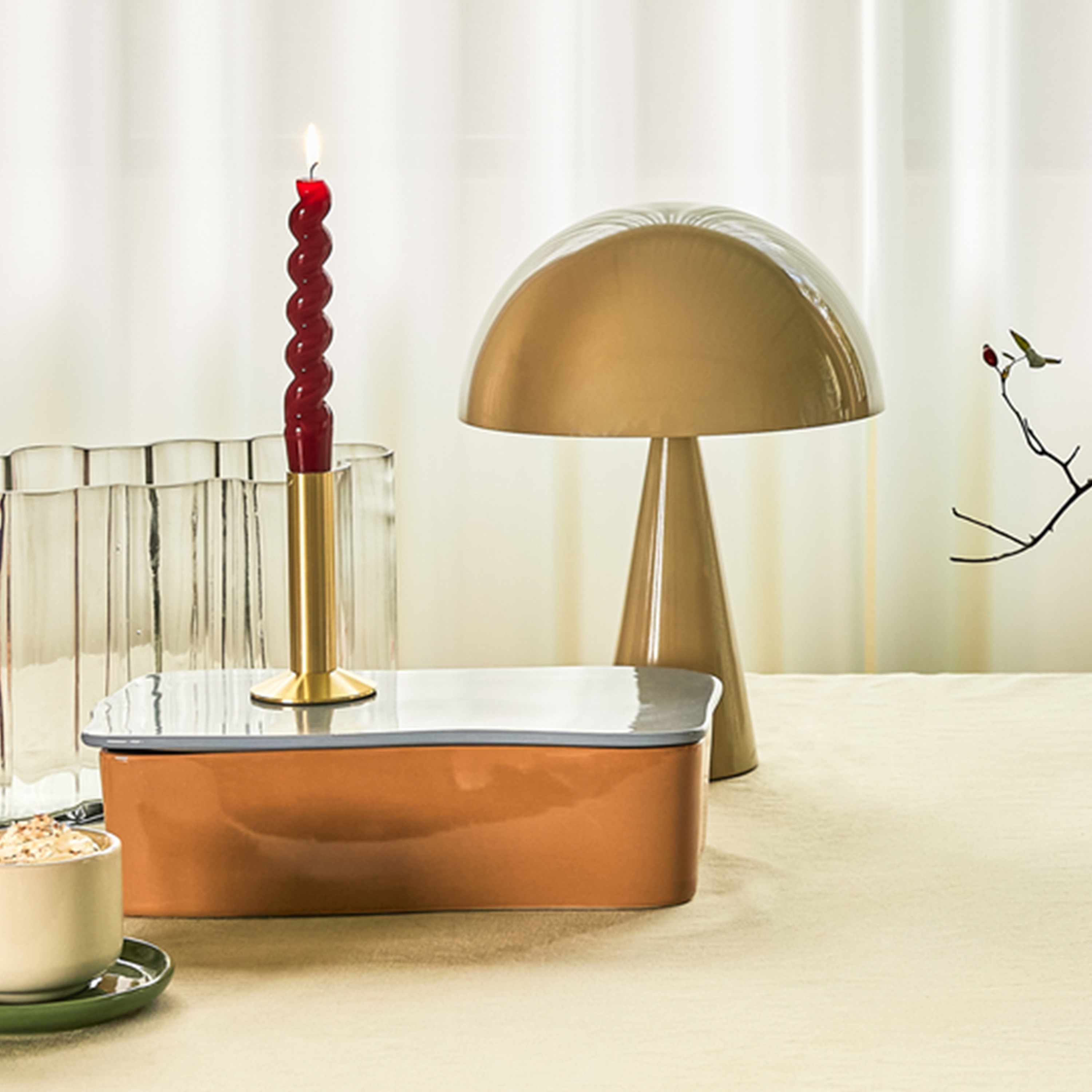 Hübsch Mush Bordlampe Mini Sand 33cm