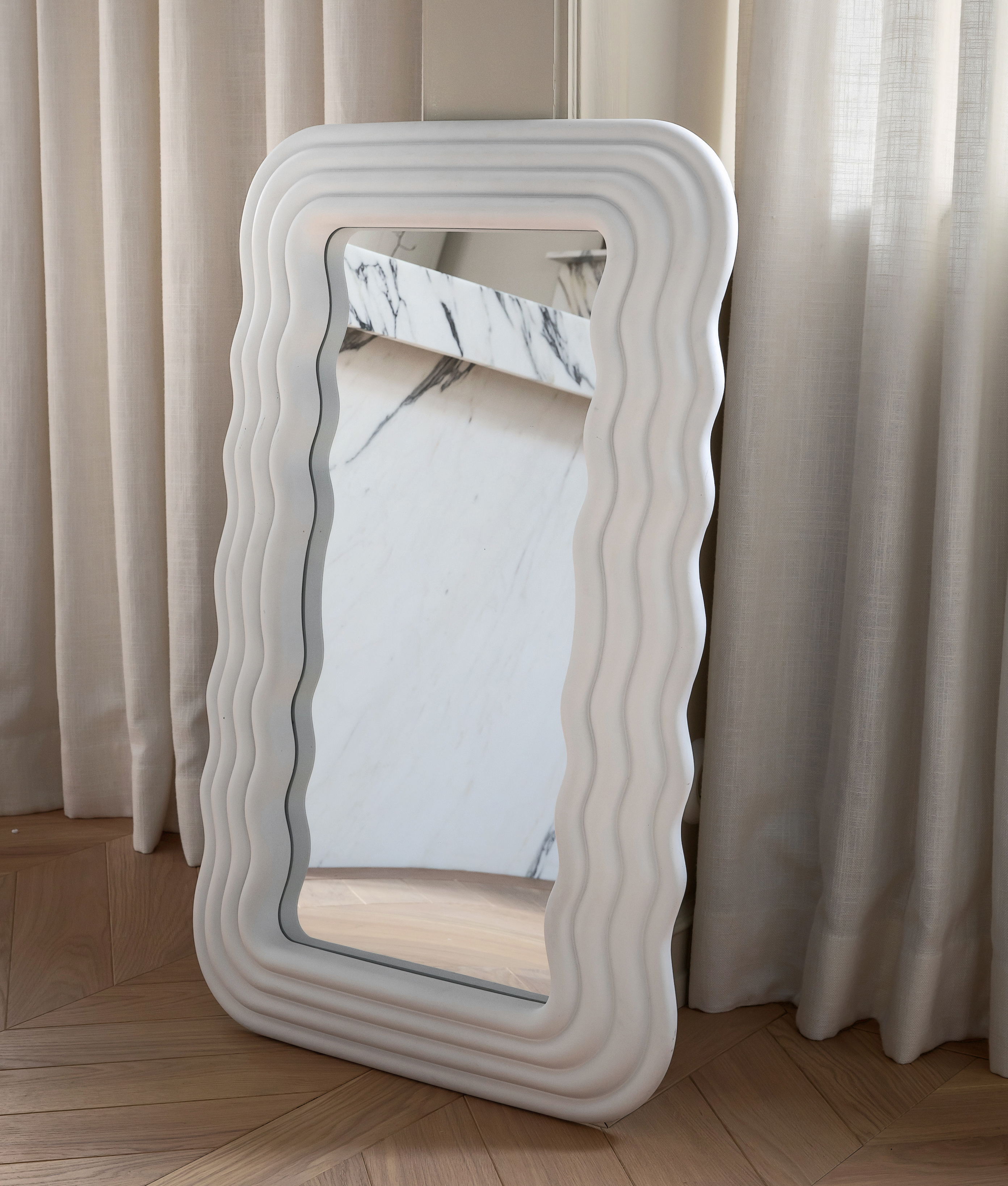 Sleepo Collection Wave Spegel Matt Vit 80x50