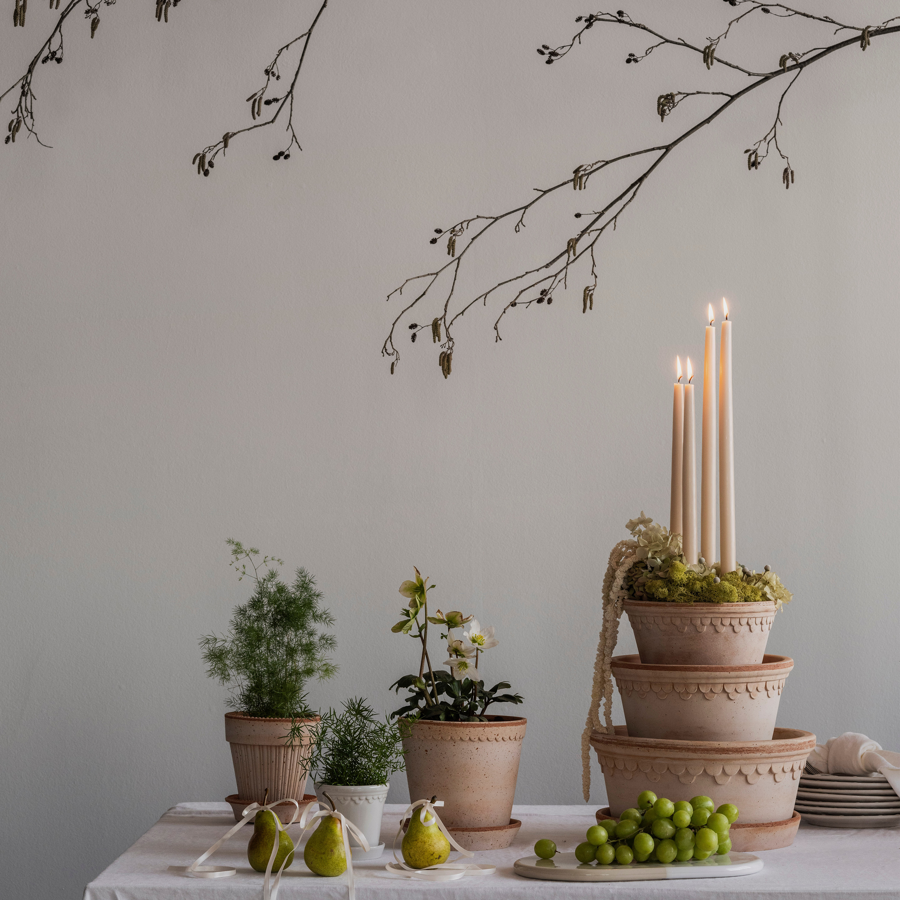 Bergs Potter Københavner Topf mit Untersetzer Raw Rosa Terrakotta Ø25