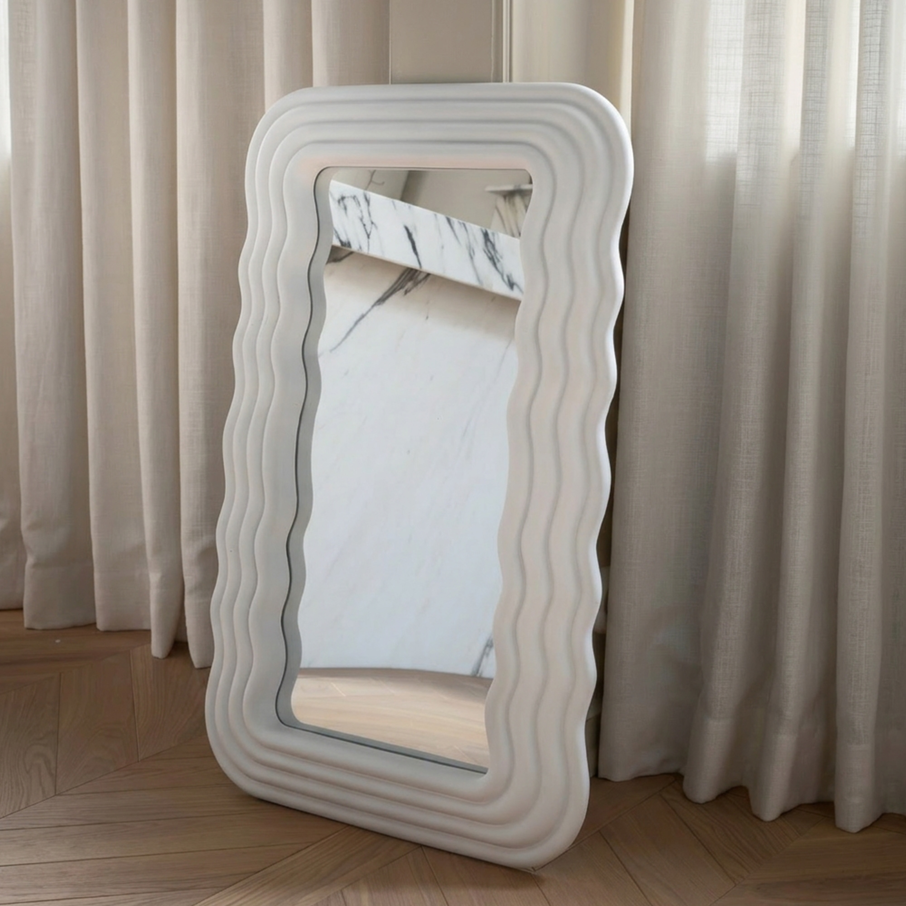 Sleepo Collection Wave Spegel Matt Vit 80x50