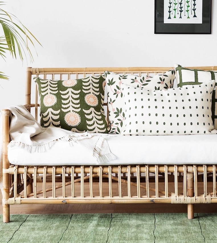 Chhatwal &amp; Jonsson Alok Linen Kuddfodral Beige/Cactus Green/Rose 50x50