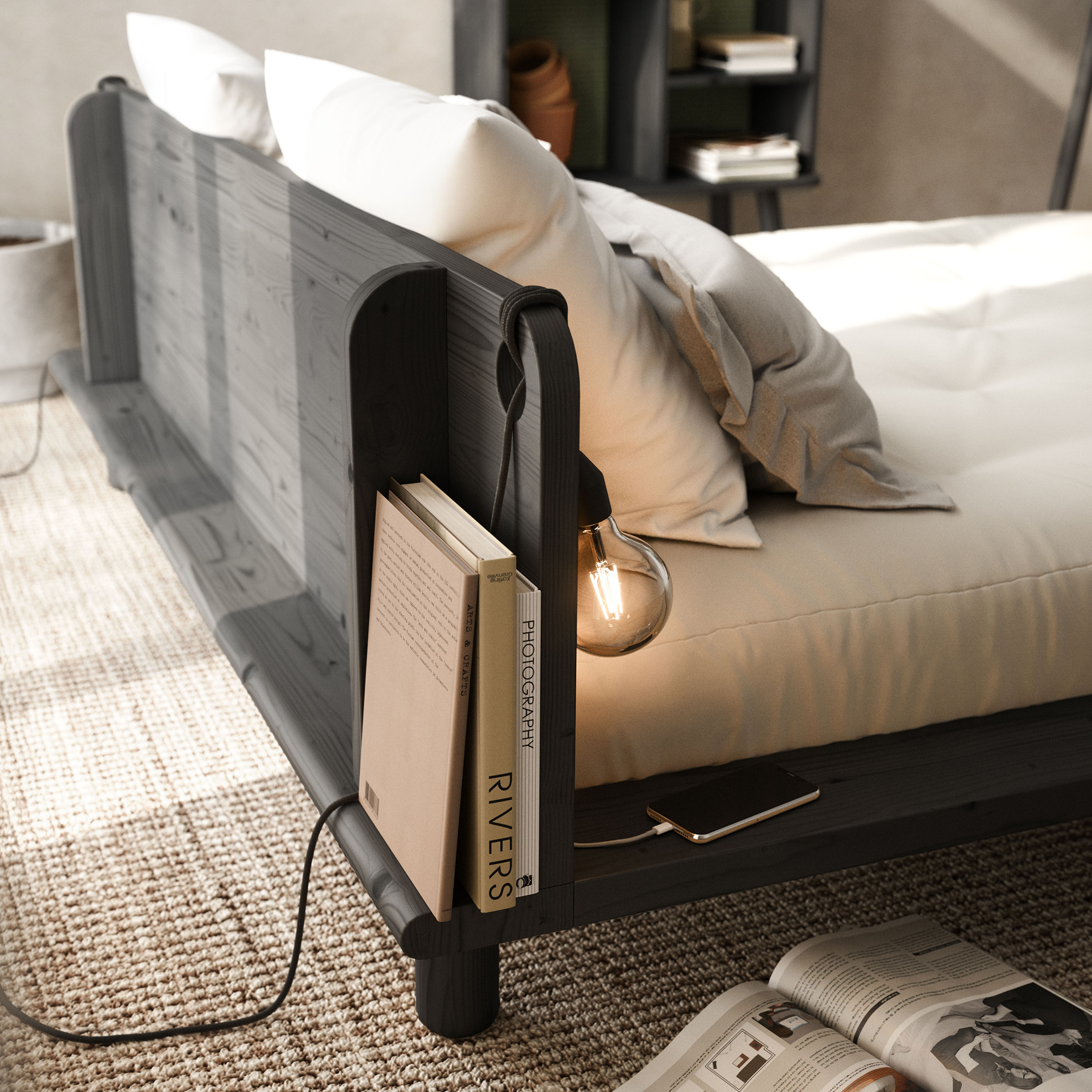 Karup Design Peek Sengeramme Inkl. Sengelampe Svart 140cm