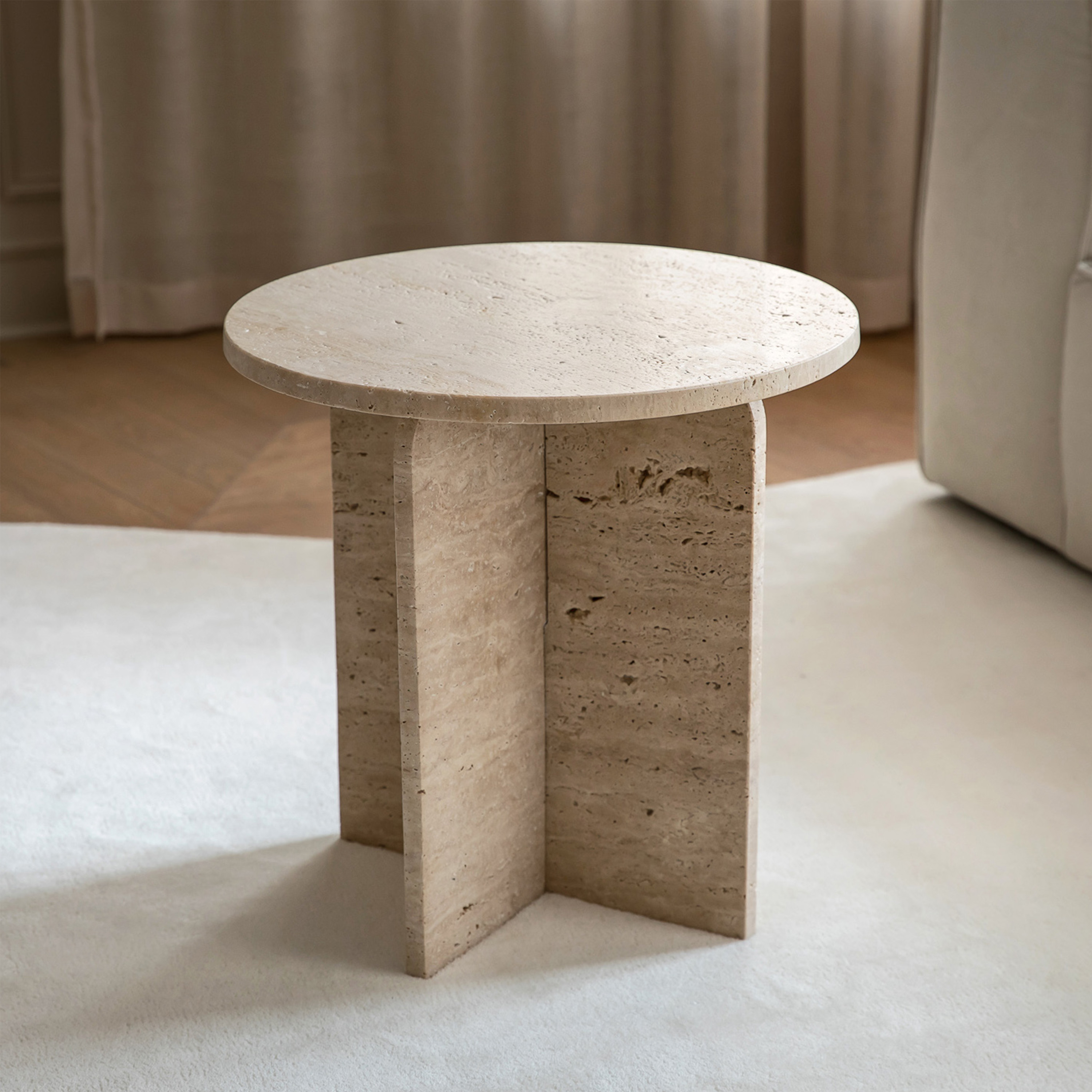 Sleepo Collection Travis Sidobord Travertin Ø50