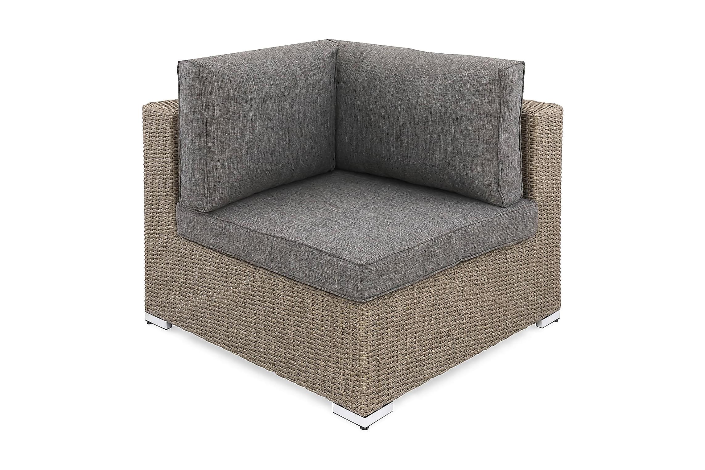 Nordic Outdoor - Lillian Hjørnemodul Brun/Mørkegrå 85 cm - Utendørs Modulsofa