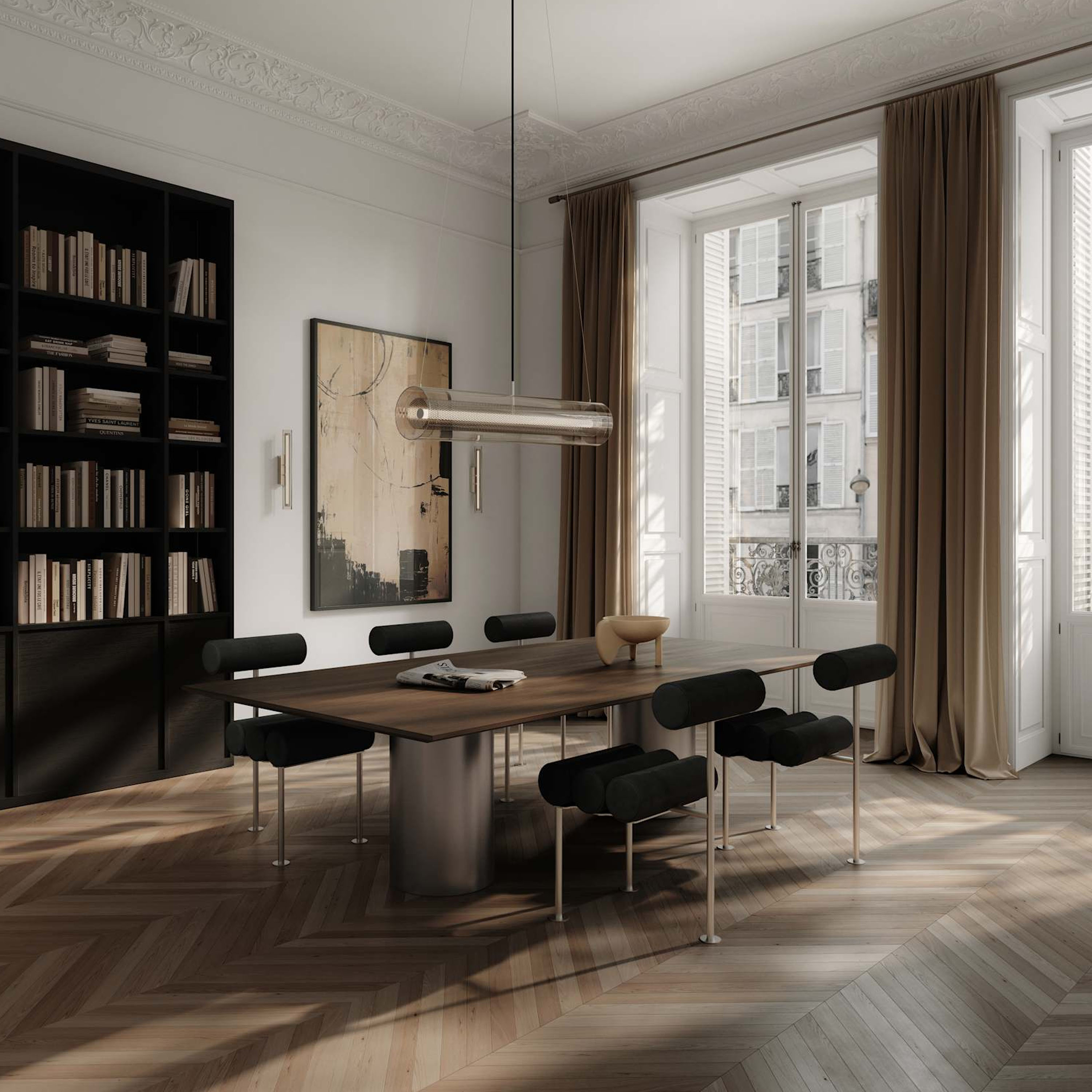 101 Copenhagen Hiro Matstol Stainless Steel/Aniline Leather Black