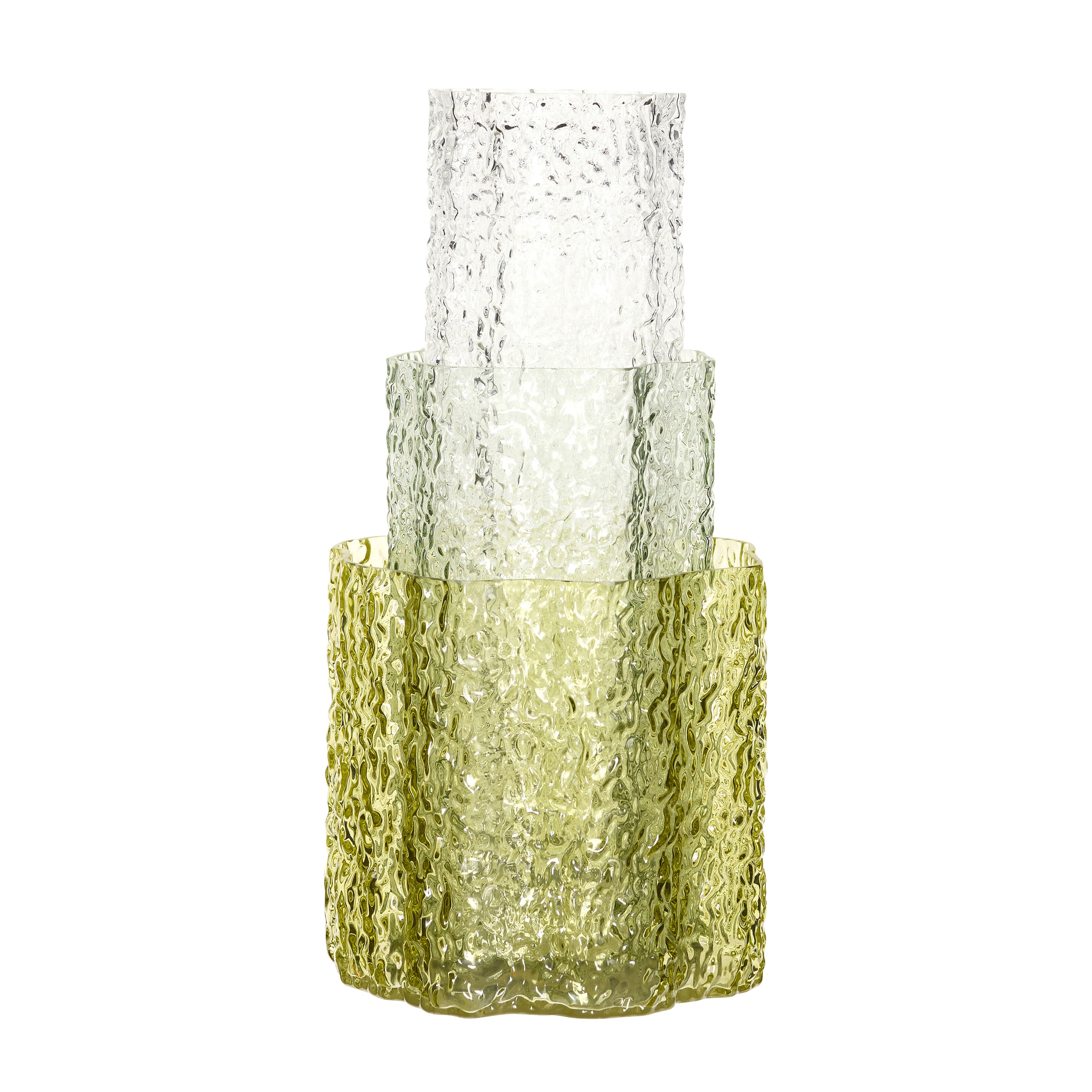 Hübsch Triple Vase Green Clear 3-pack