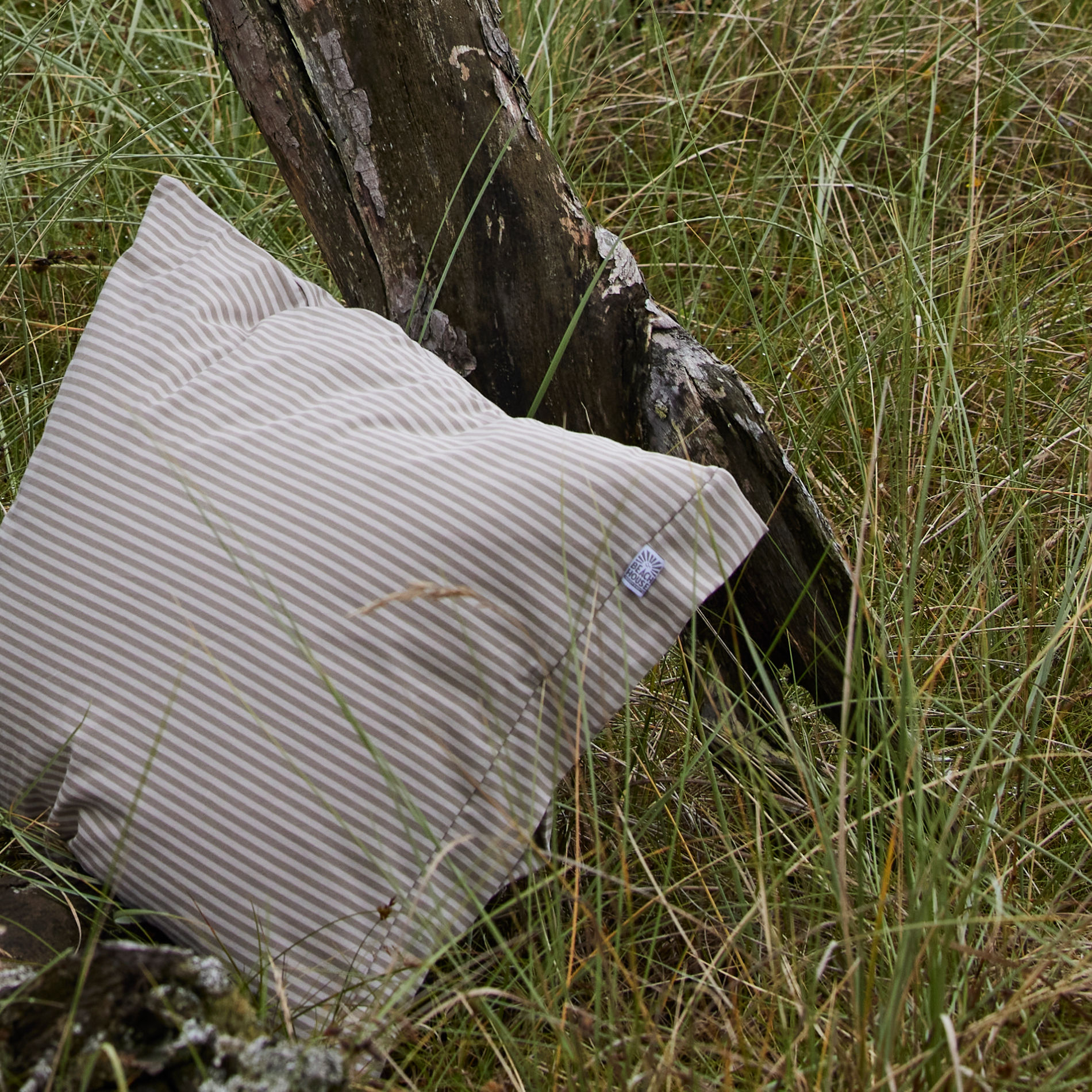 Beach House Company Stripy Örngott Coffee/Greige 50x60