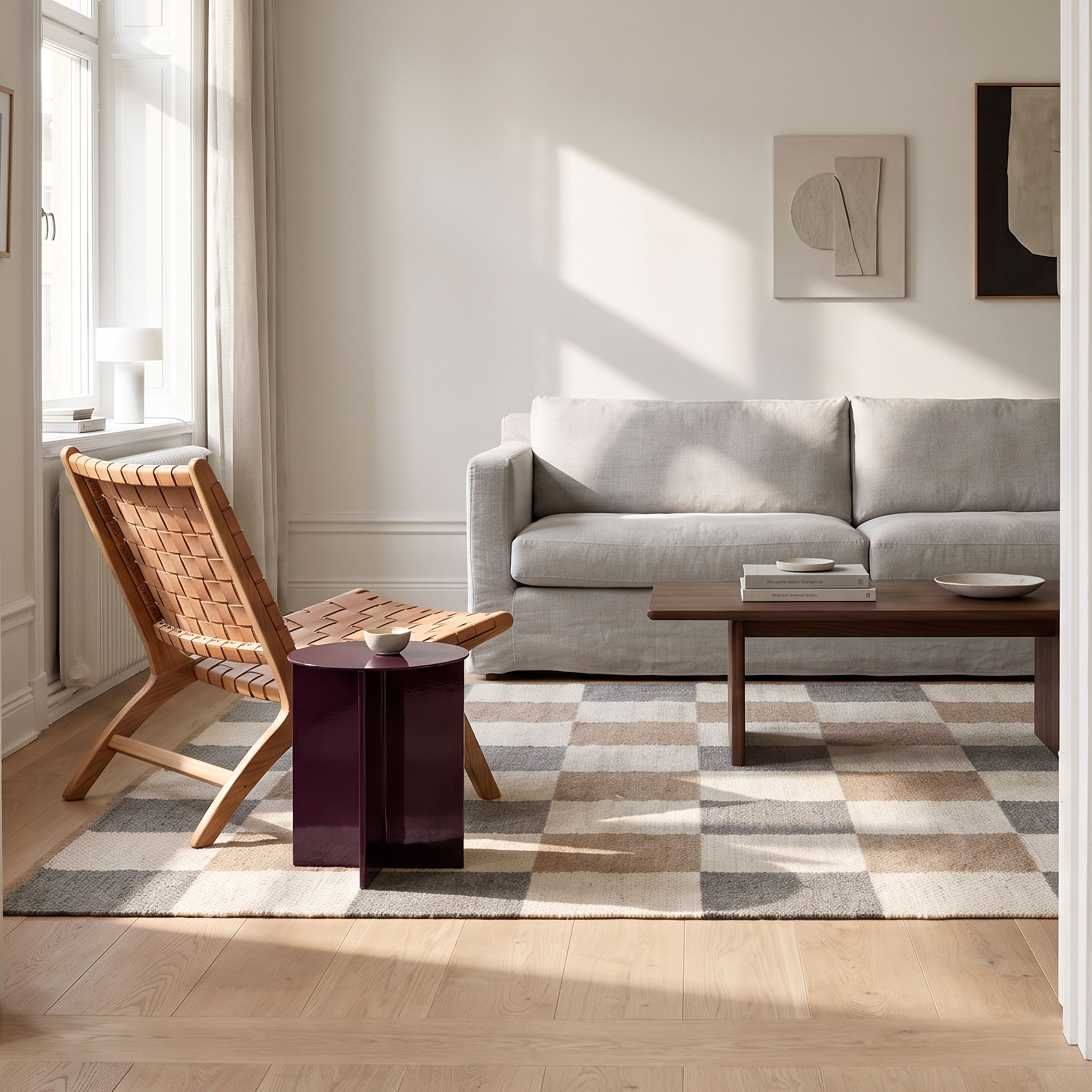 Classic Collection Checked Ullmatta Grey/Natural 170x230