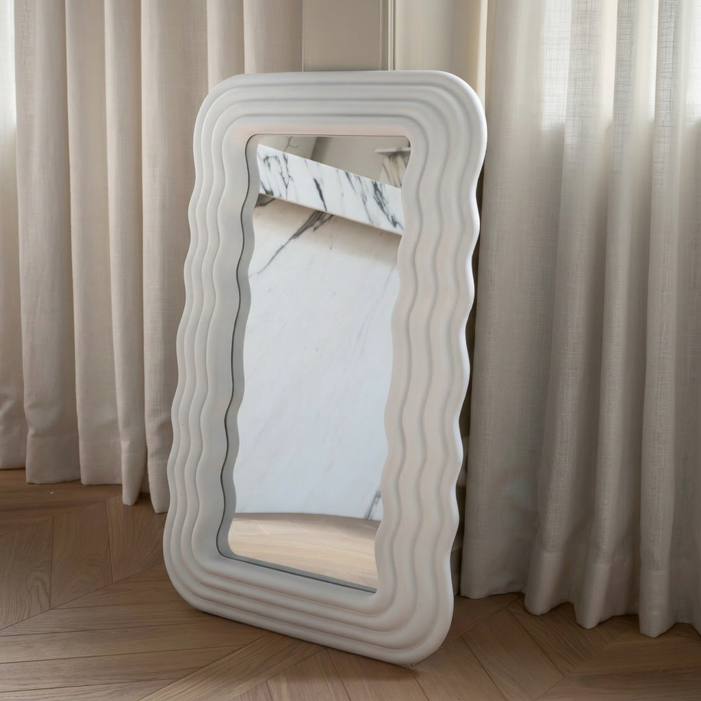 Sleepo Collection Wave Spegel Matt Vit 80x50