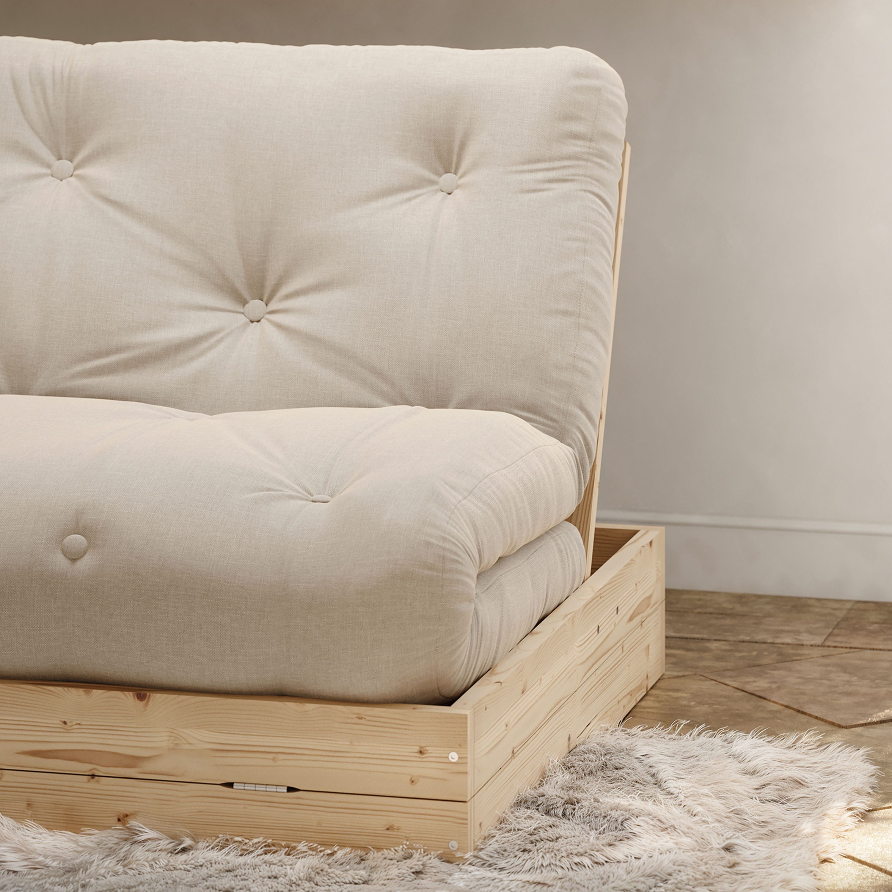 Karup Design Flip Vuodesohva Raw patjalla Linen 140x200