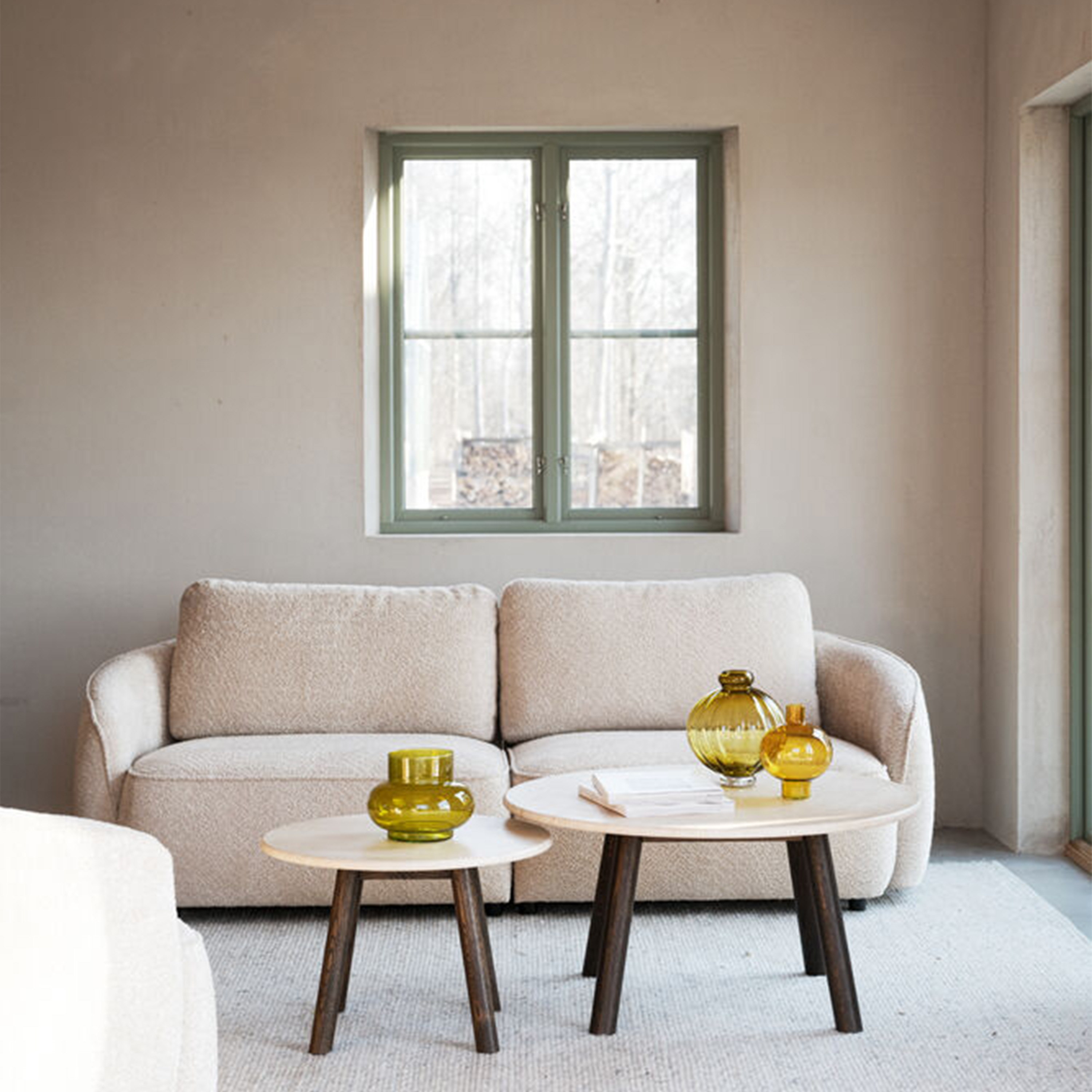 Rowico Home Taransay Soffbord Beige Travertin/Brun Ek Ø60