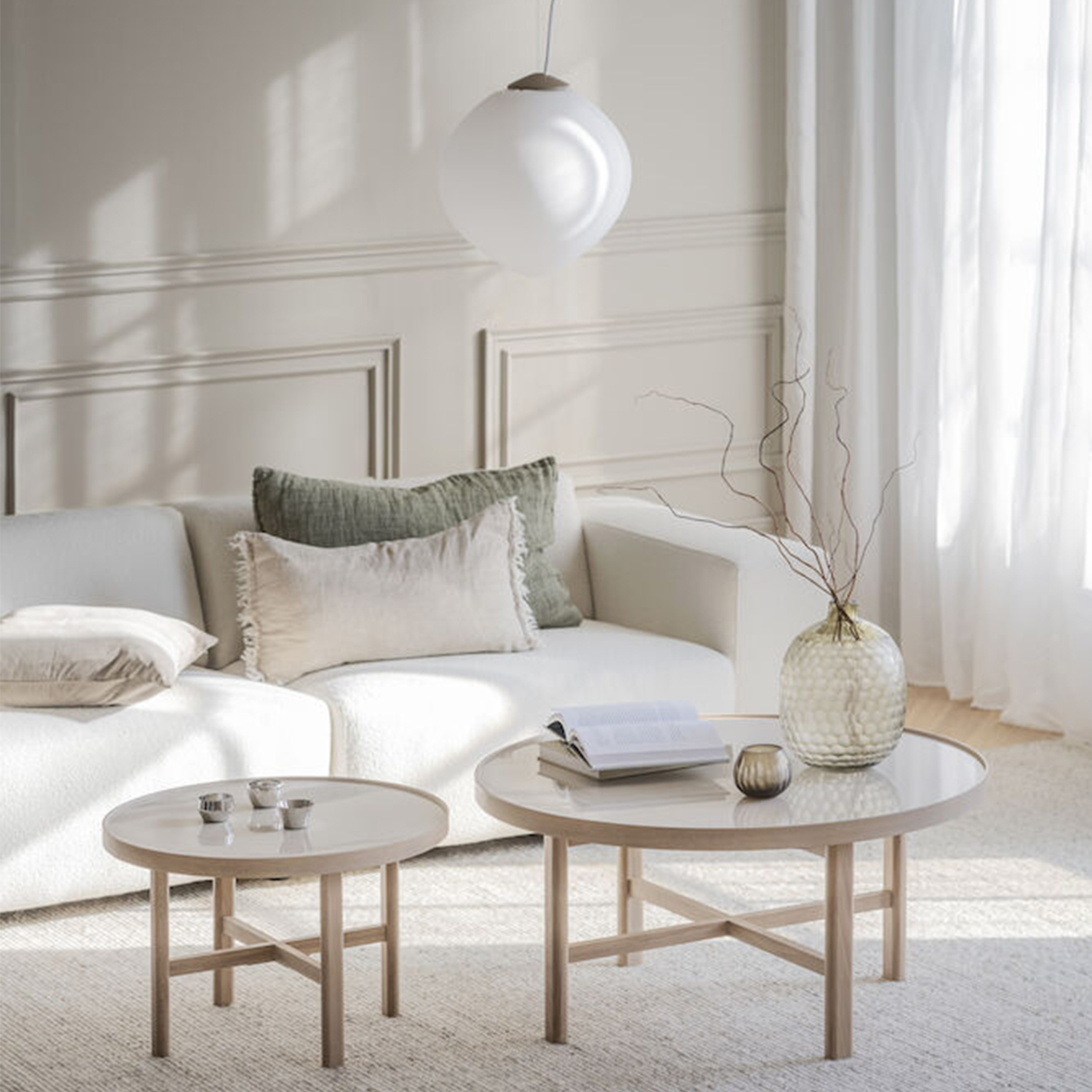 Rowico Home Marsden Soffbord Beige/Vitpigmenterad Ø90