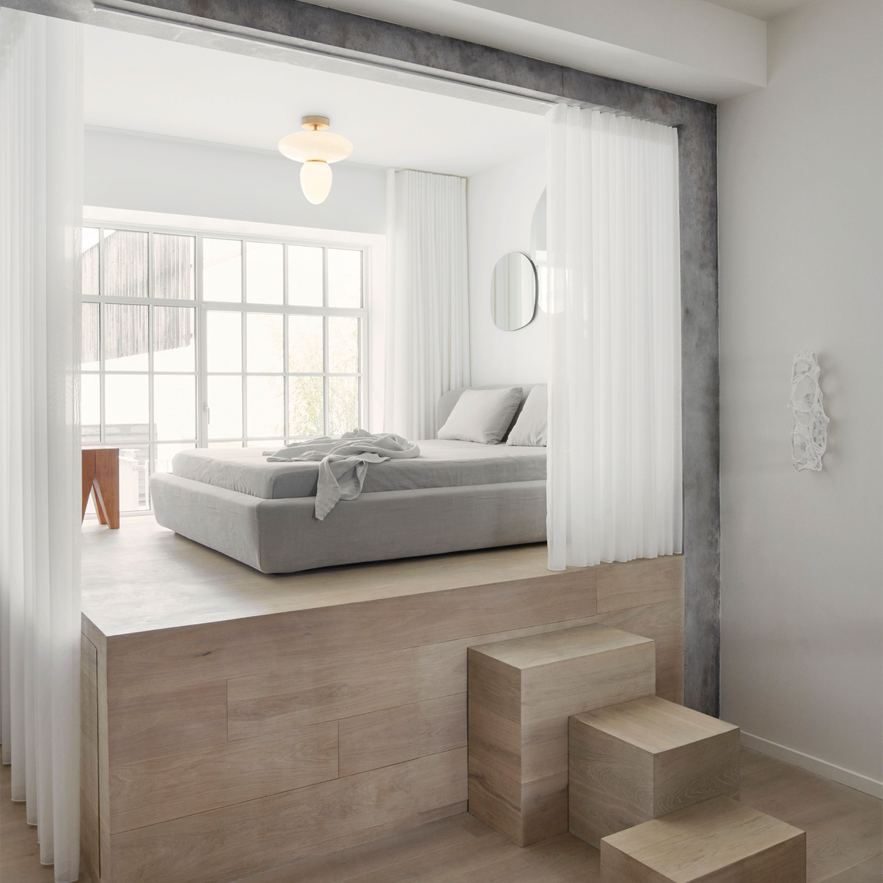 Nuura Rizzatto 42 Taklampa Satin Brass/Opal