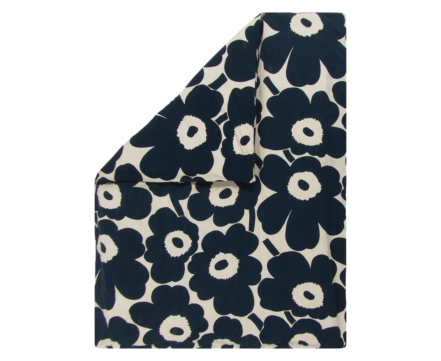 Marimekko - Unikko Påslakan Bomull/Linne Mörkblå Dubbel