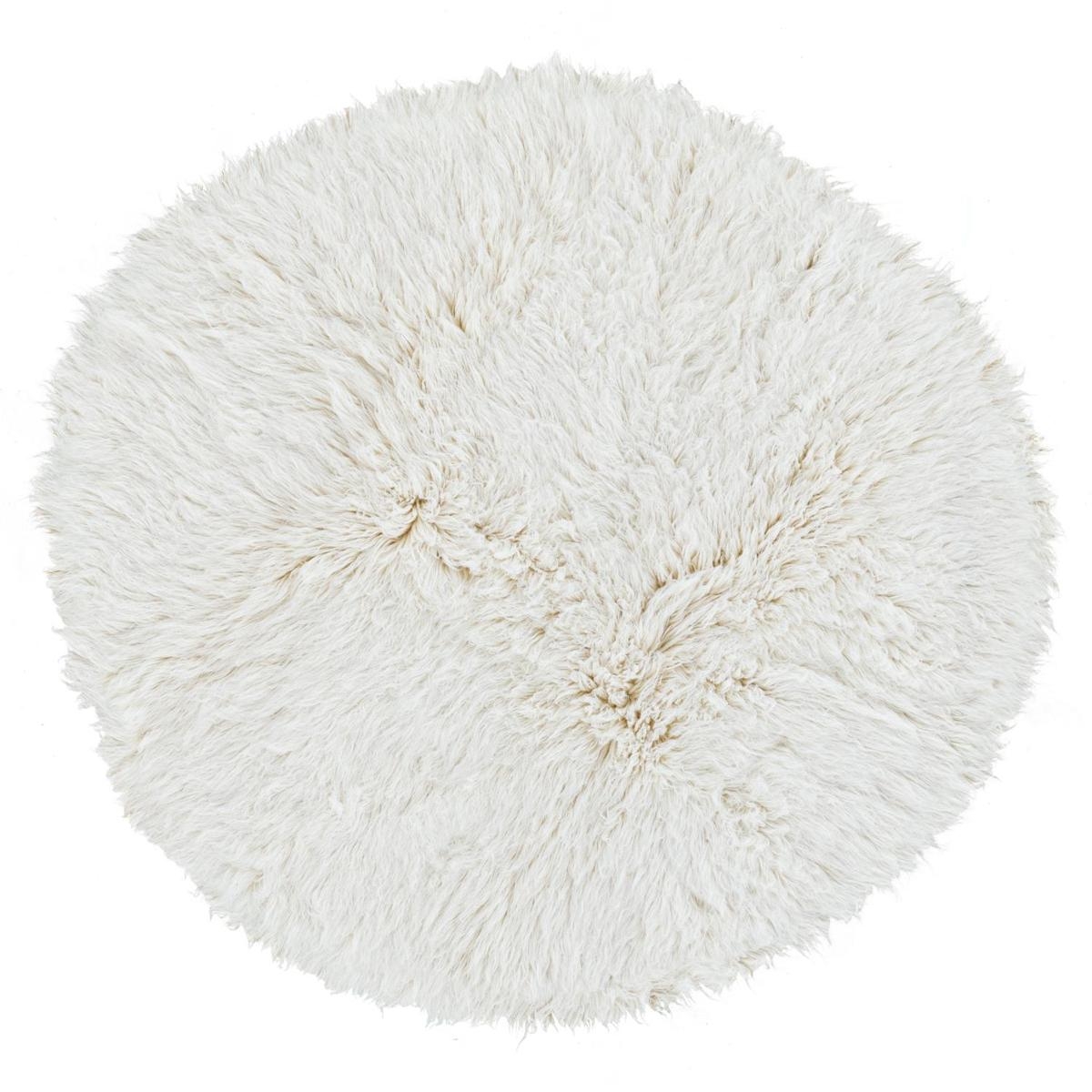 Sleepo Collection - Fluffy Flokati Matta White Ø200 - Vit